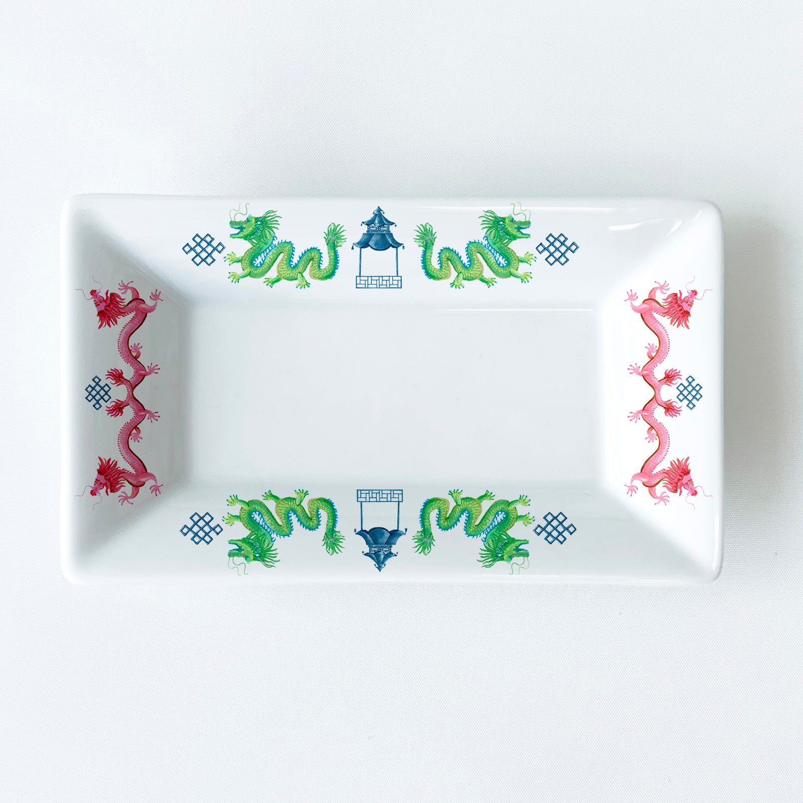 Mahjong Dragons Pattern 6.25" Long Mini Dish