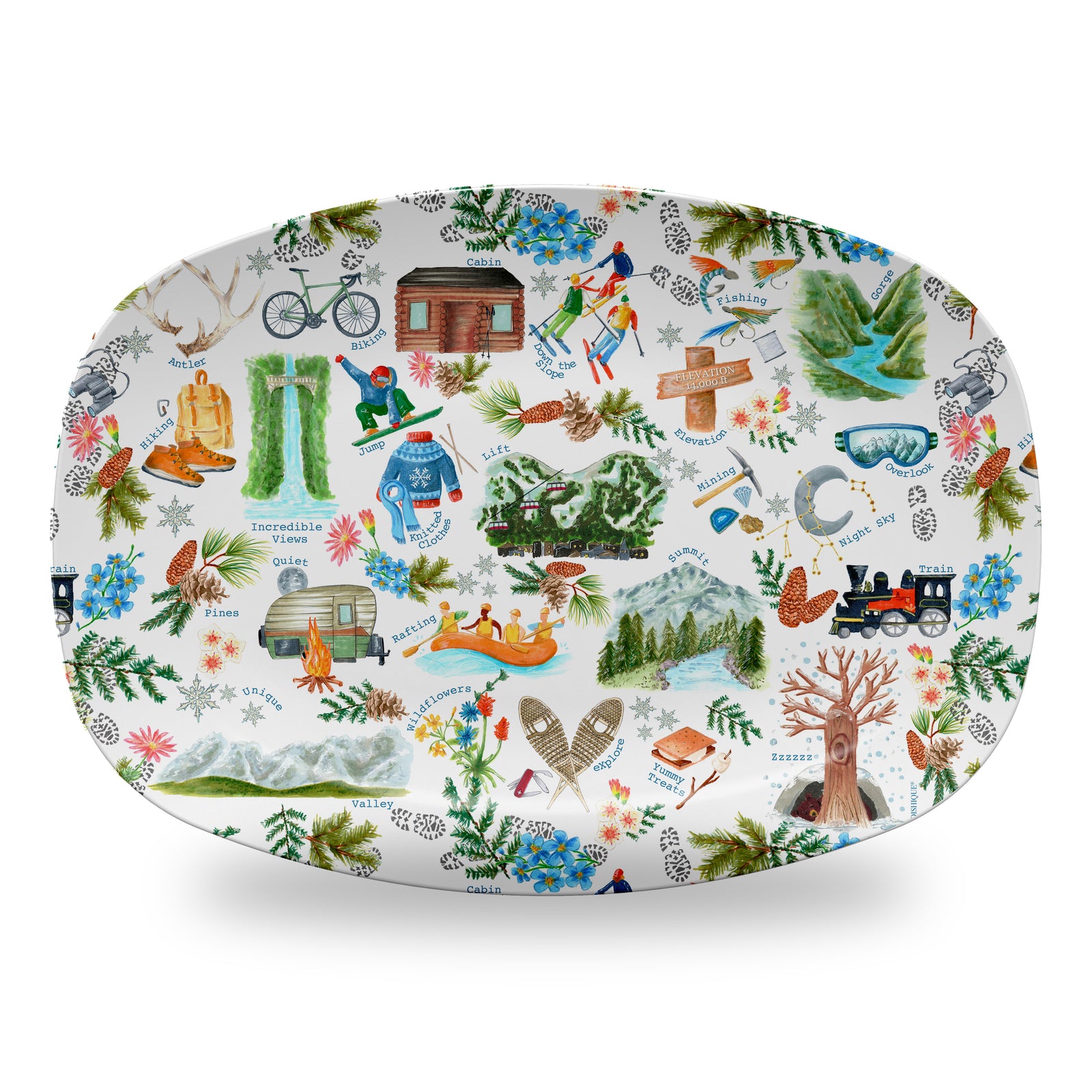 Mountain Alphabet Pattern 14" DecoWare Polymer Platter