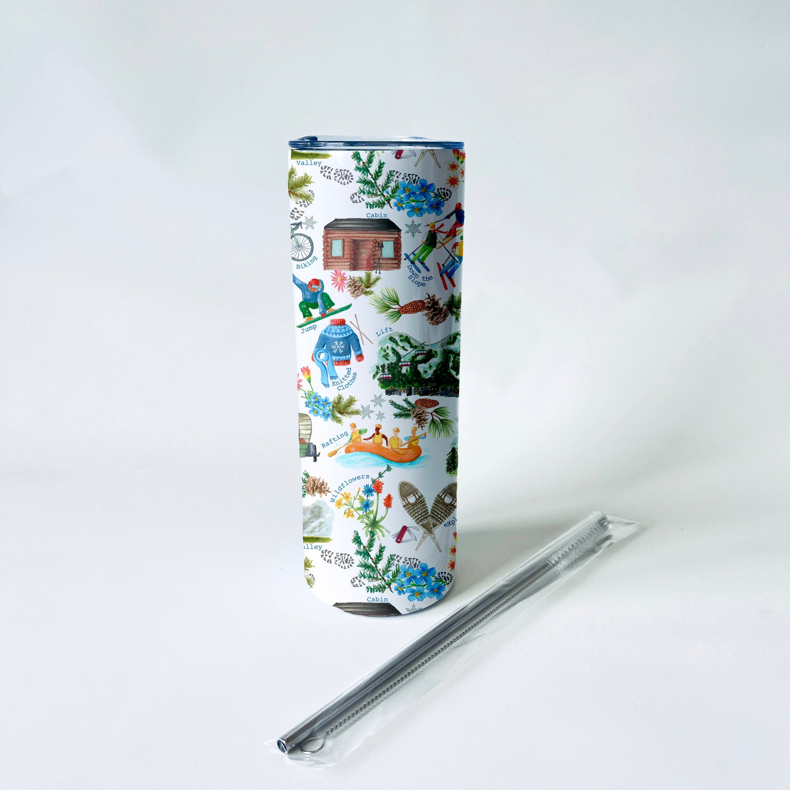 Mountain Life Alphabet Pattern 20 oz. Skinny Tumbler