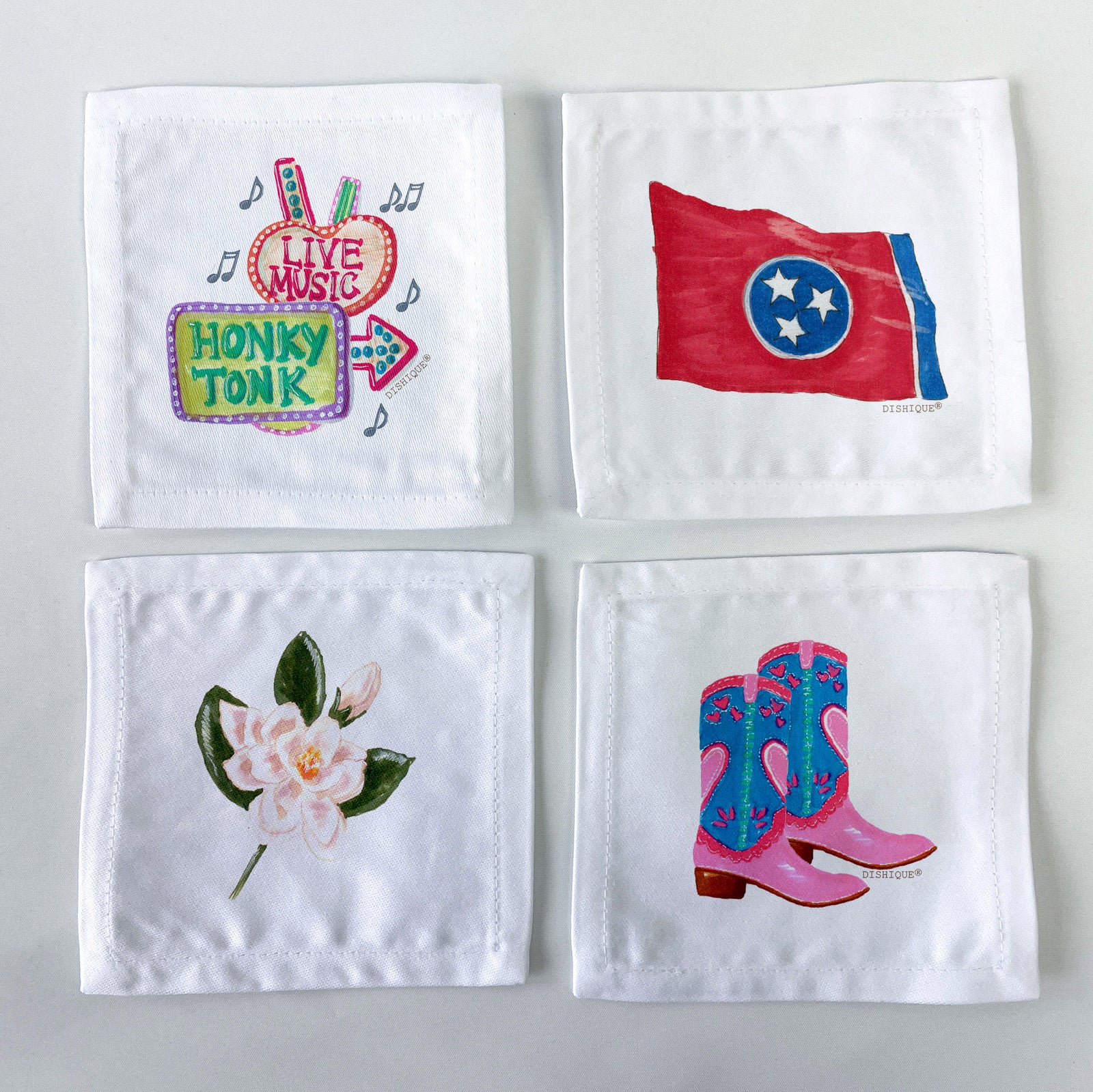 Nashville Themed Cocktail Napkins Set of 4