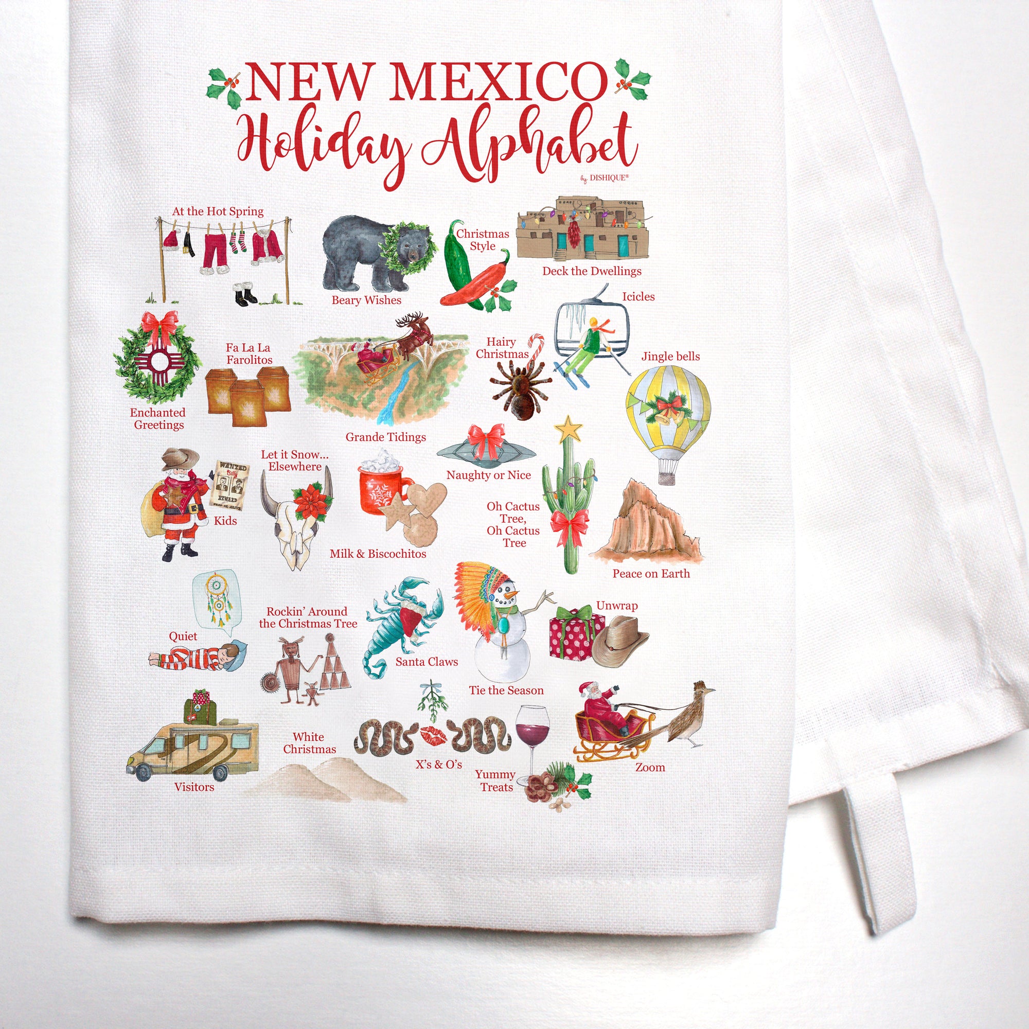New Mexico Holiday Alphabet Bar Towel