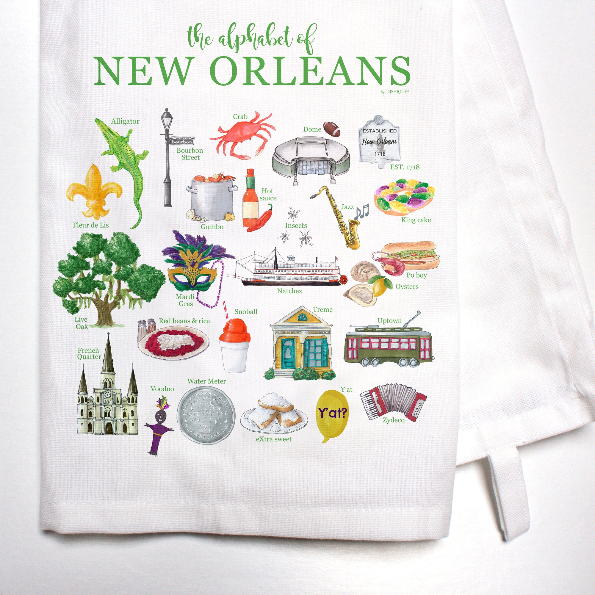 New Orleans Alphabet Bar Towel