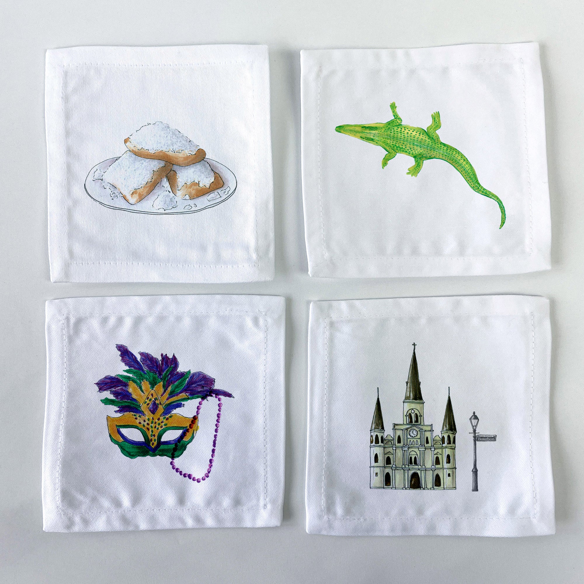 New Orleans Themed Cocktail Napkins Set of 4