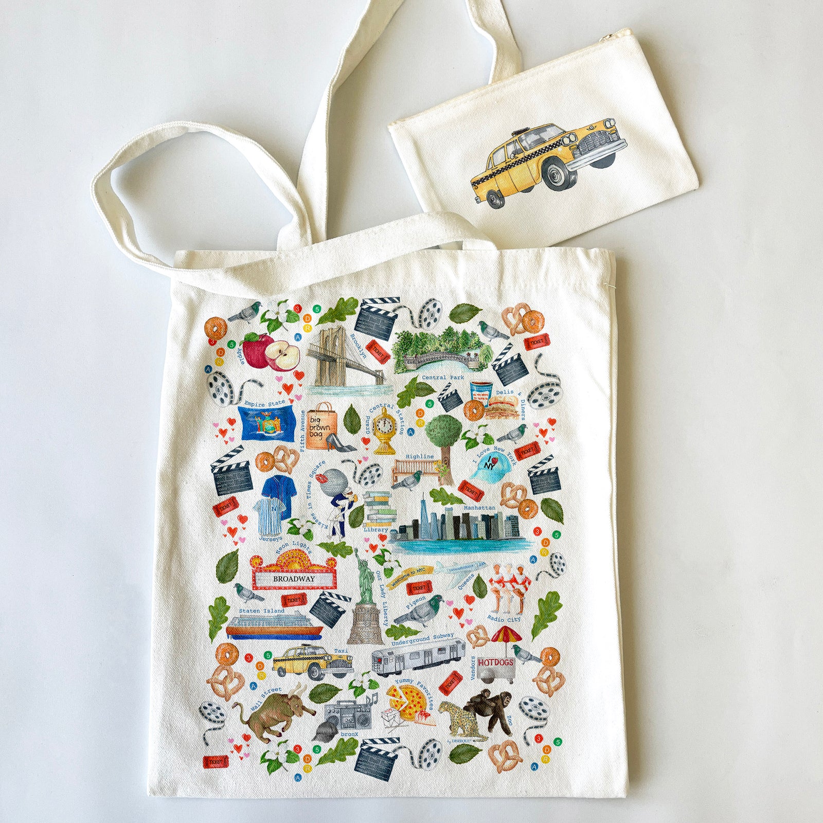 New York City Themed Tote Bag & Pouch Set