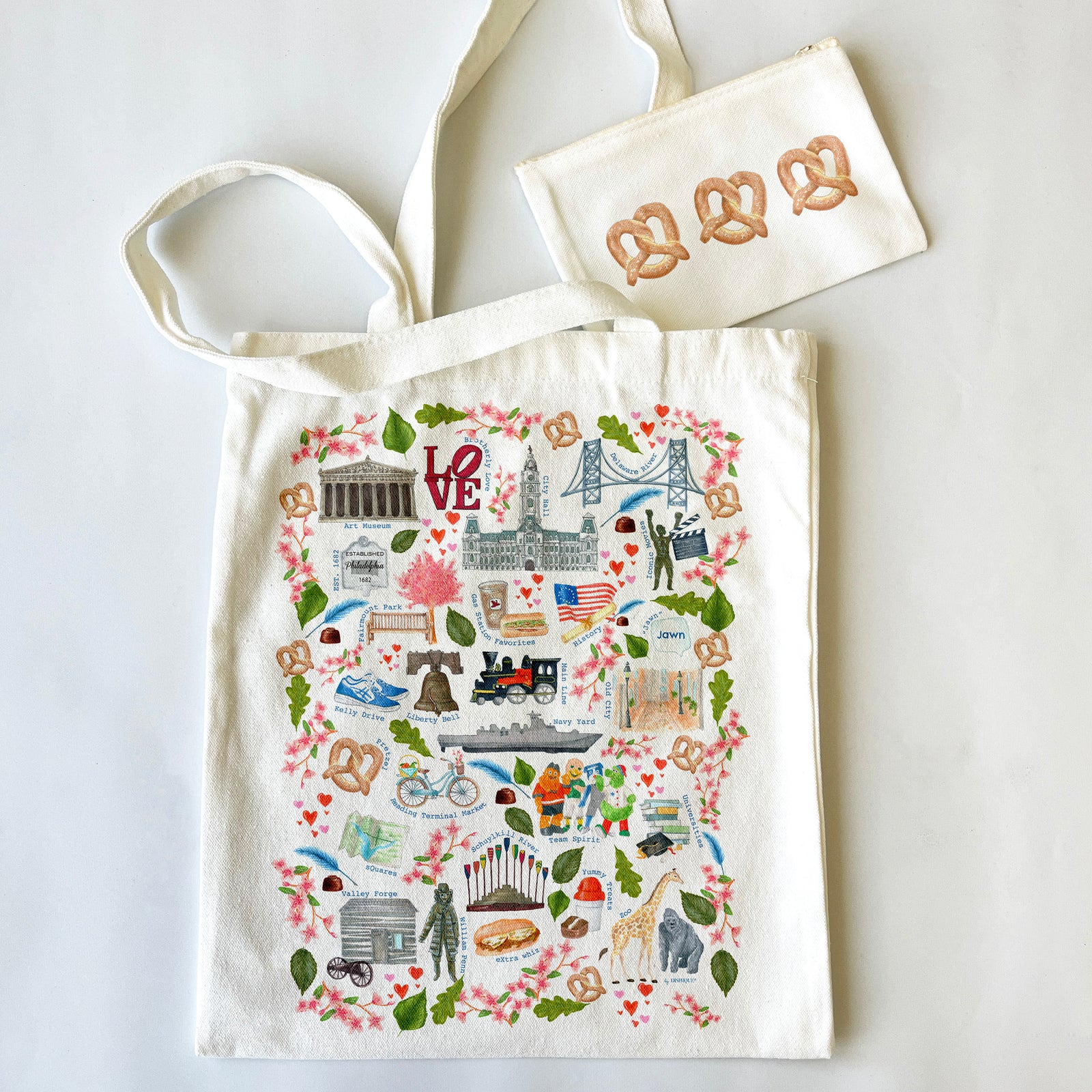 Philadelphia Themed Tote Bag & Pouch Set