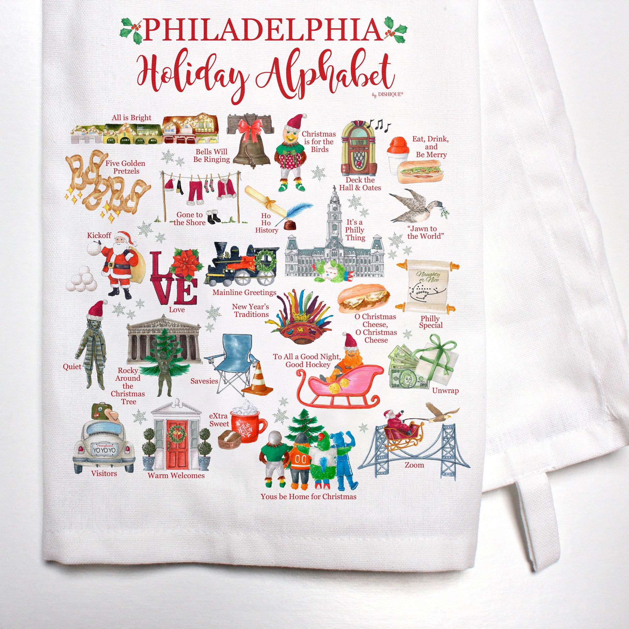 Philadelphia Holiday Alphabet Bar Towel