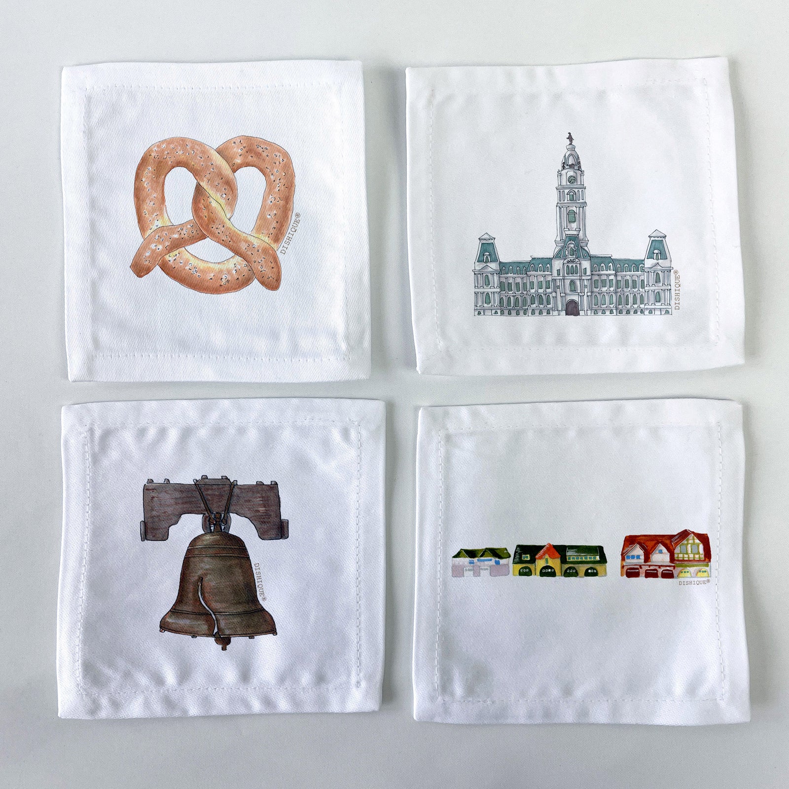 Philadelphia Themed Cocktail Napkins Set of 4