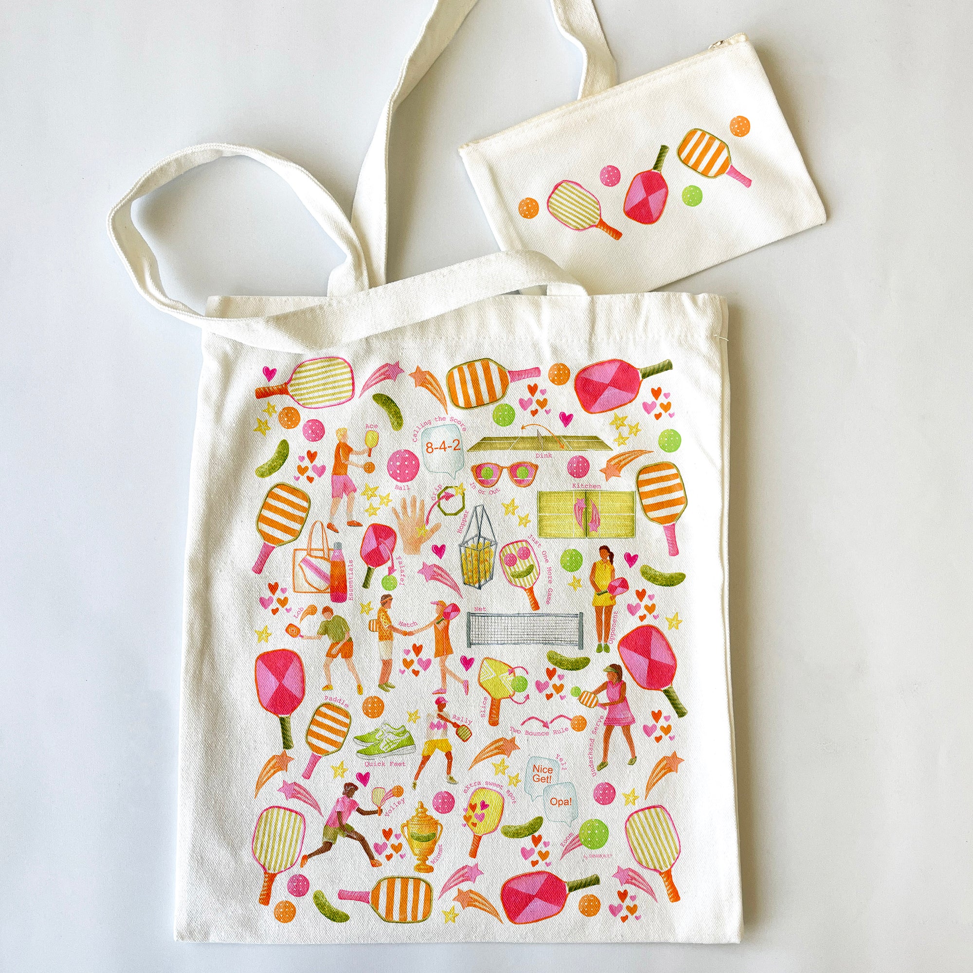 Pickleball Themed Tote Bag & Pouch Set