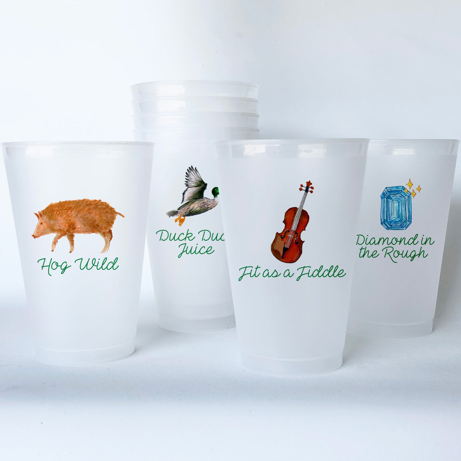 Arkansas Themed Conversational Shatterproof 20 oz Plastic Cups; set of 8