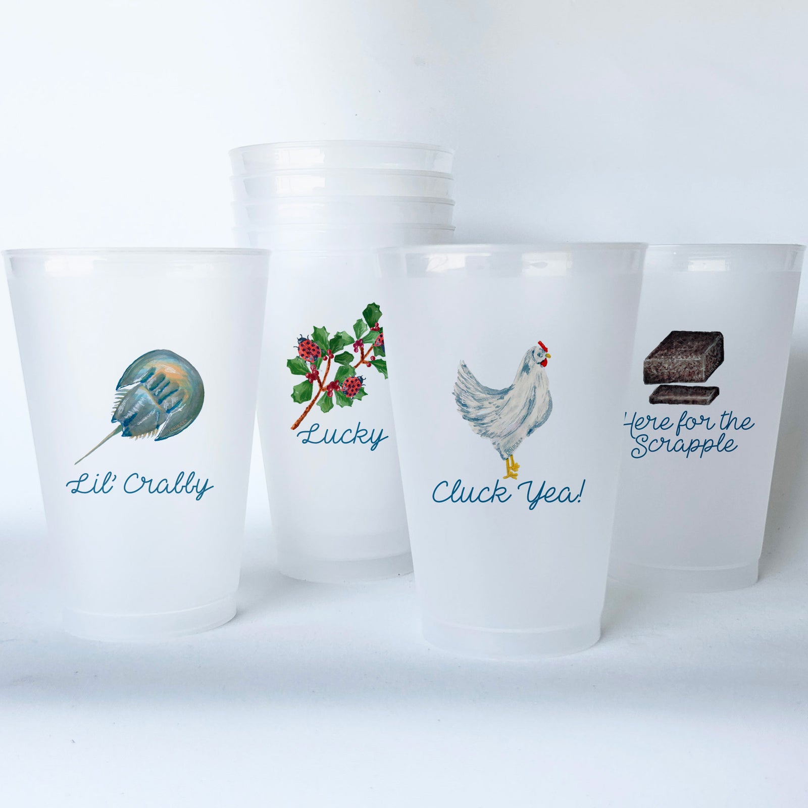 Delaware Themed Conversational Shatterproof 20 oz Plastic Cups; set of 8