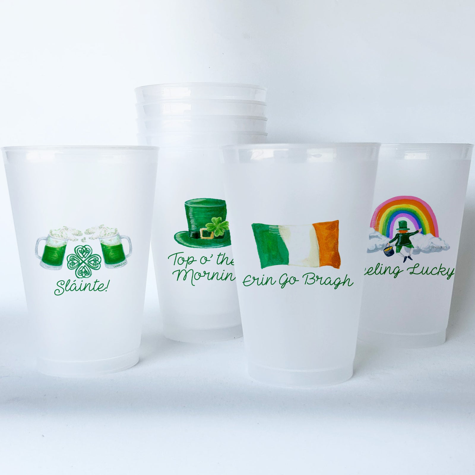Irish Themed Conversational Shatterproof 20 oz Plastic Cups; set of 8