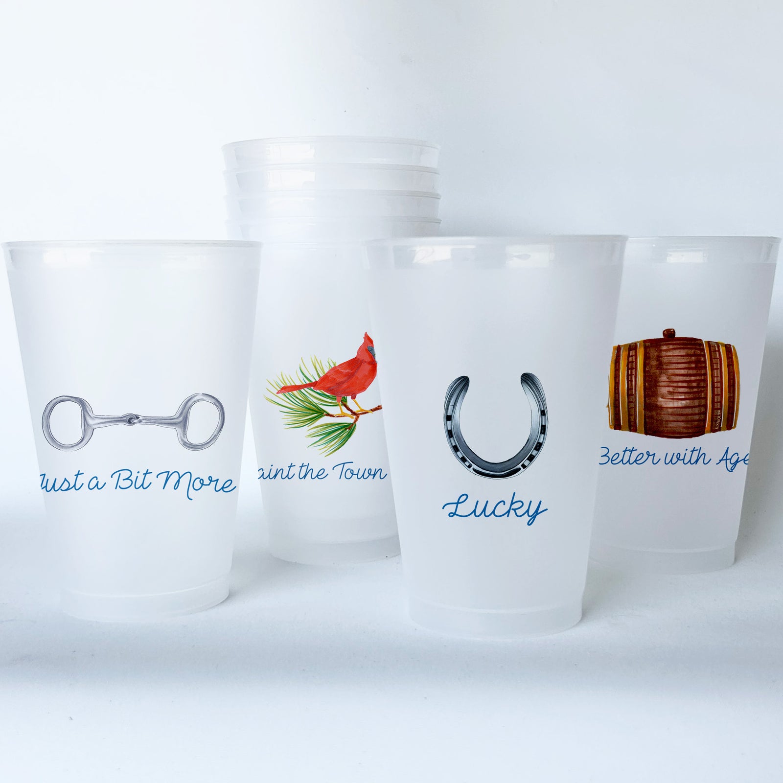 Kentucky Themed Conversational Shatterproof 20 oz Plastic Cups; set of 8