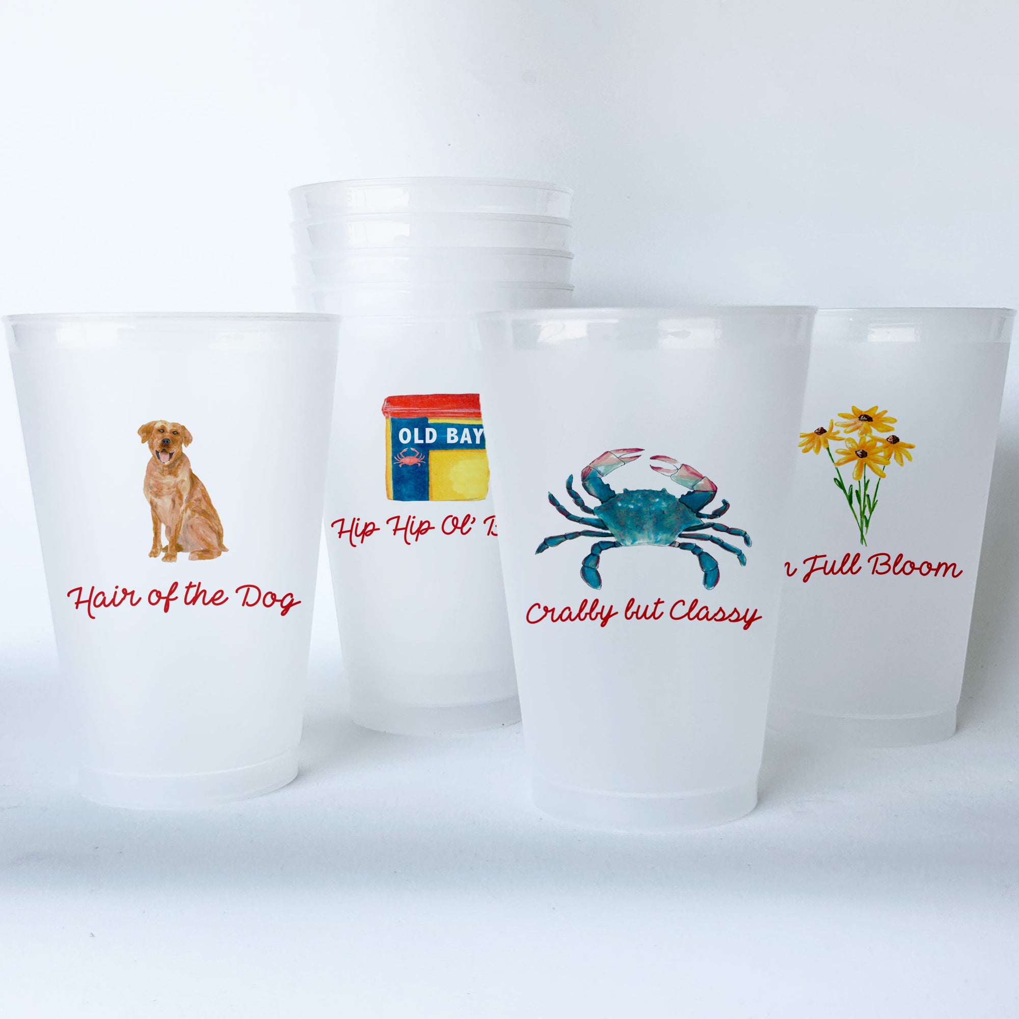 Maryland Themed Conversational Shatterproof 20 oz Plastic Cups; set of 8