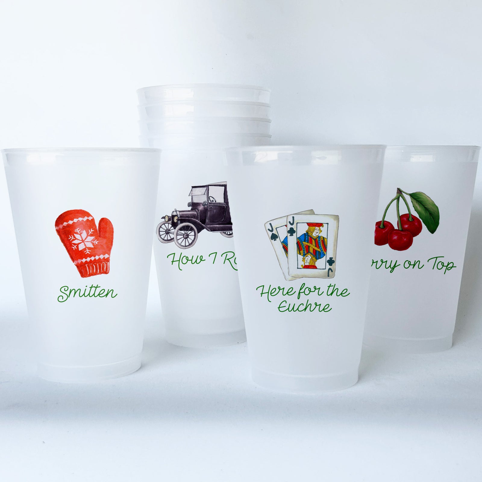 Michigan Themed Conversational Shatterproof 20 oz Plastic Cups; set of 8