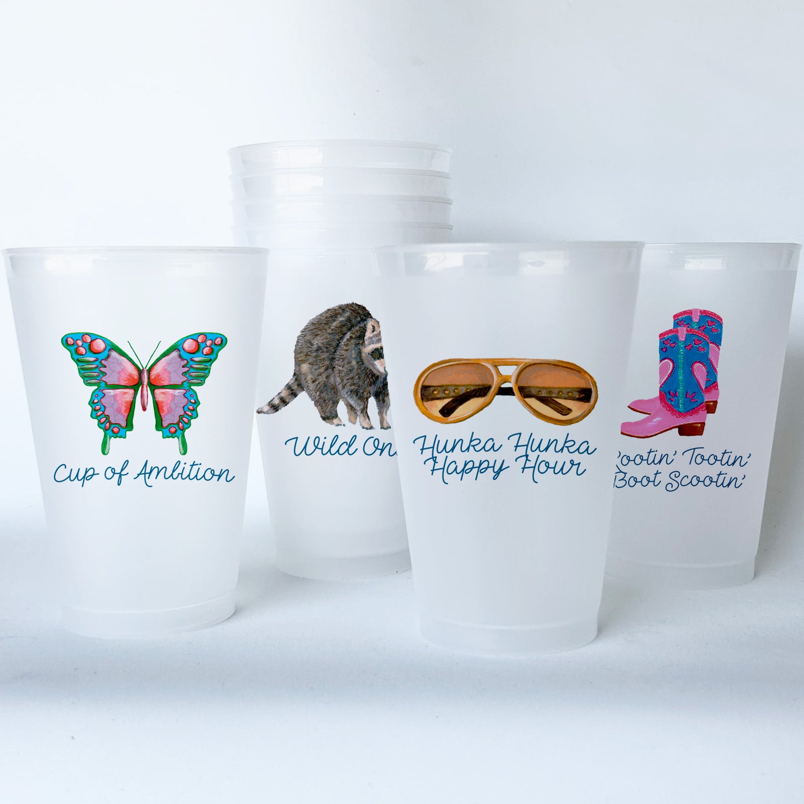 Tennessee Themed Conversational Shatterproof 20 oz Plastic Cups; set of 8