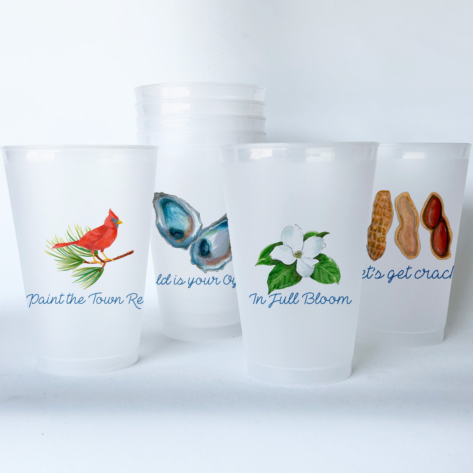 Virginia Themed Conversational Shatterproof 20 oz Plastic Cups; set of 8