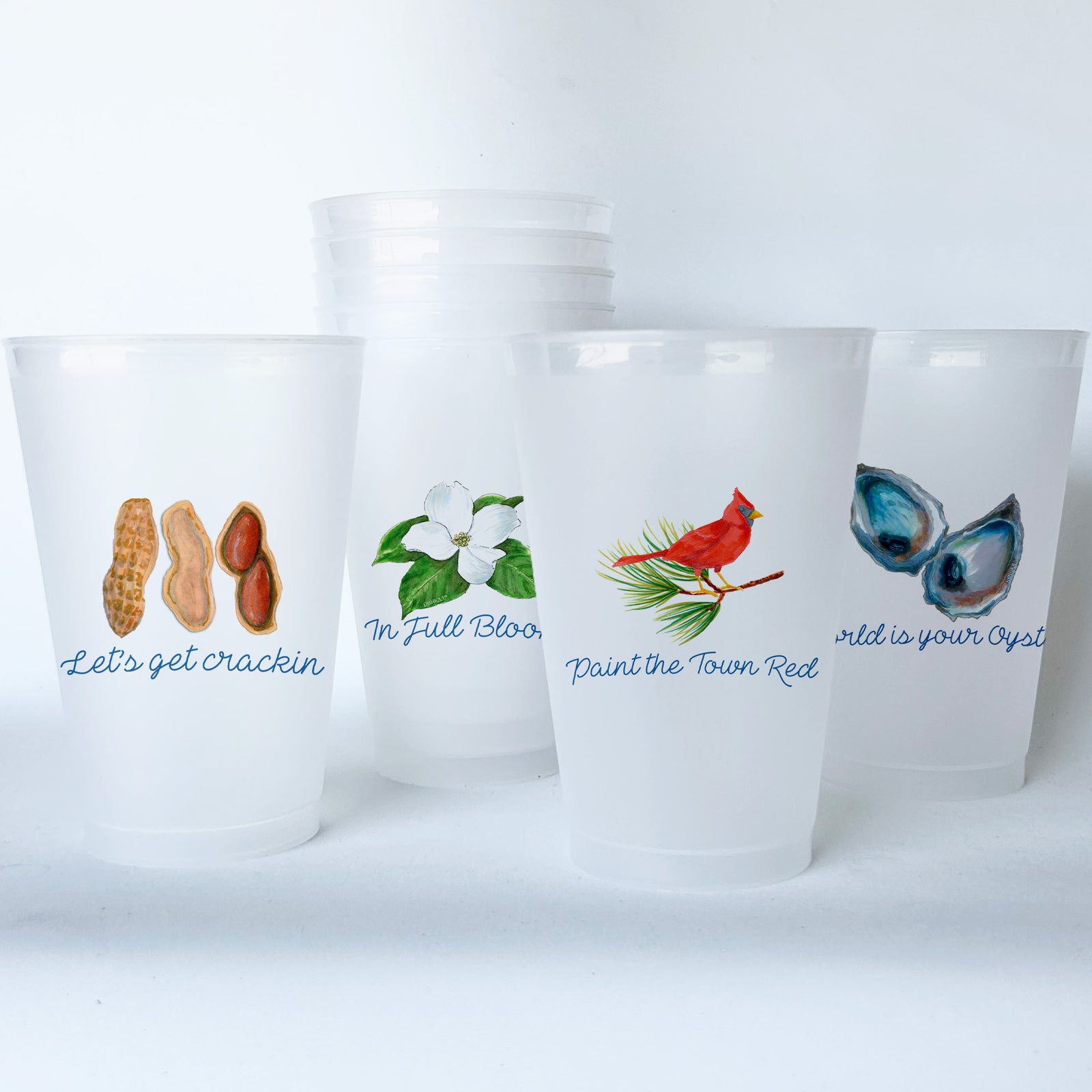 Virginia Themed Conversational Shatterproof 20 oz Plastic Cups; set of 8