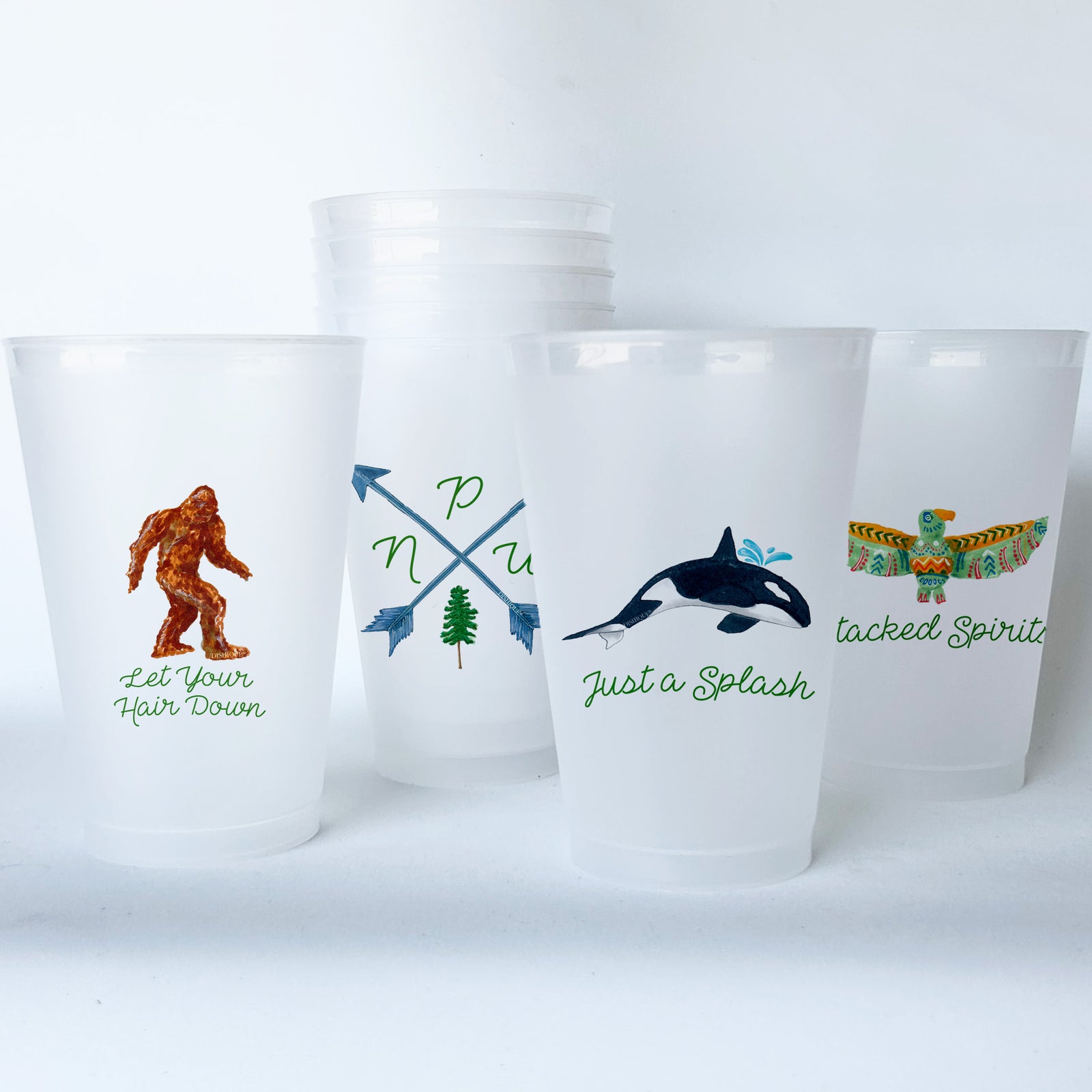 Washington Themed Conversational Shatterproof 20 oz Plastic Cups; set of 8
