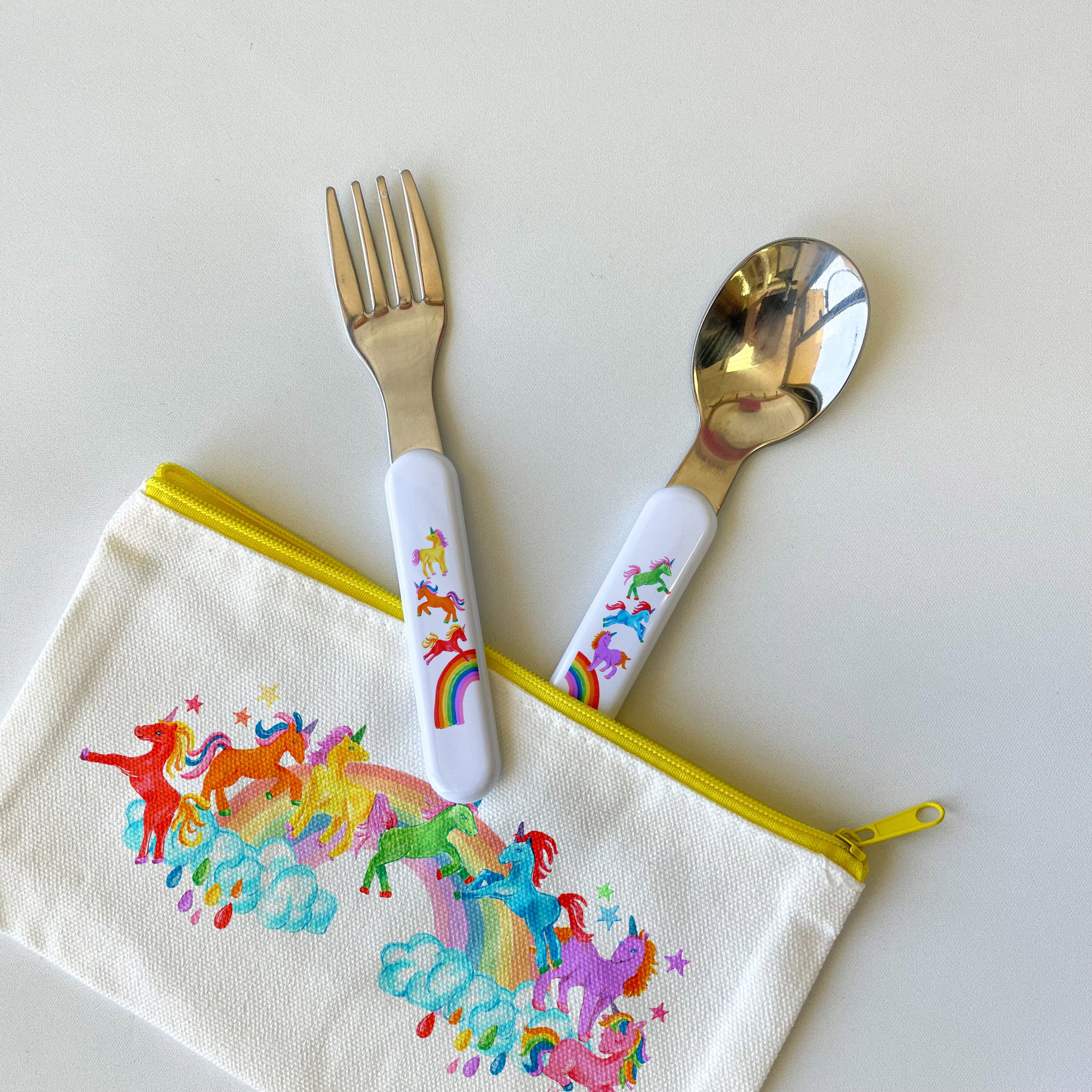 Rainbow Theme - Kids Cutlery Fork and Spoon Set