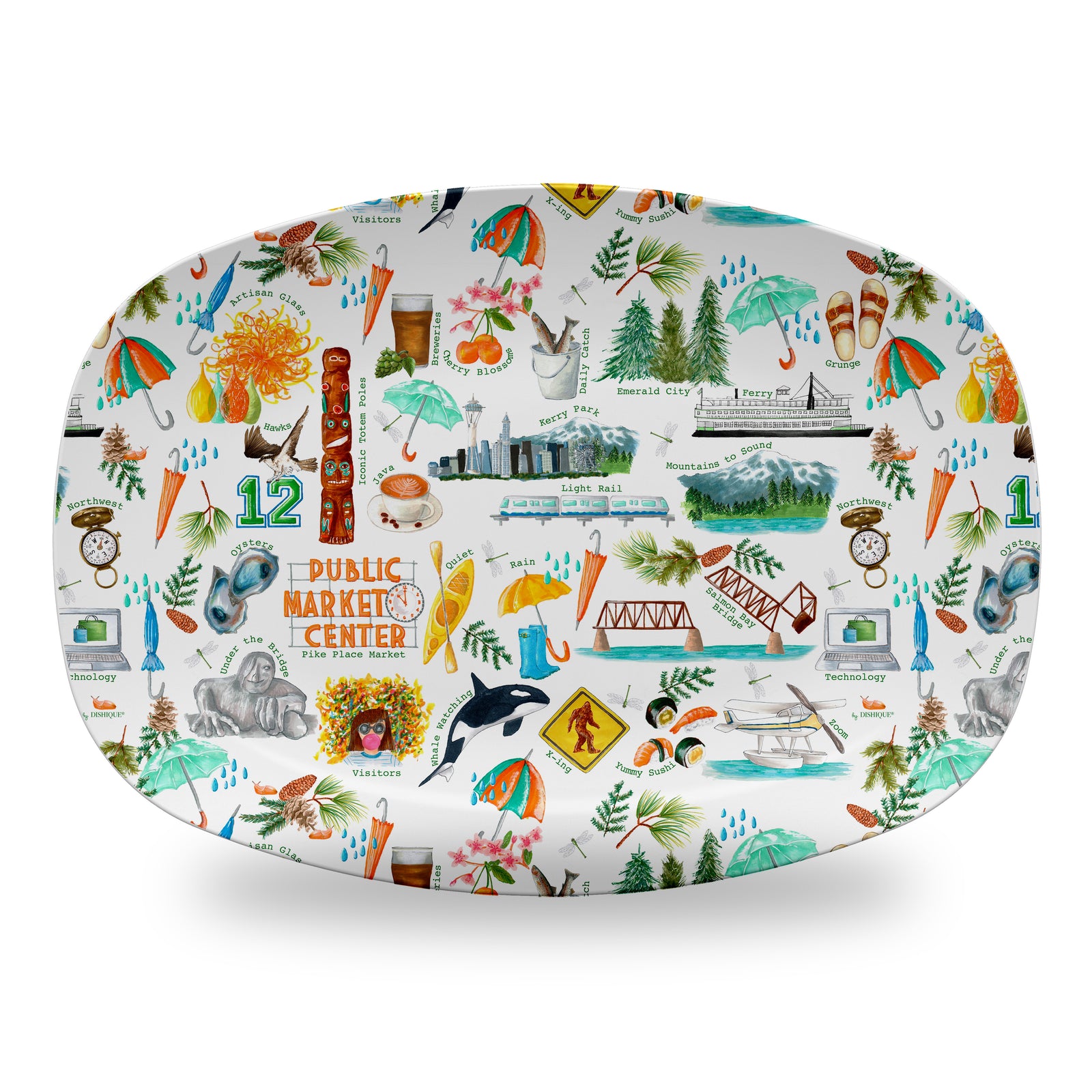 Seattle Alphabet Pattern 14" DecoWare Polymer Platter