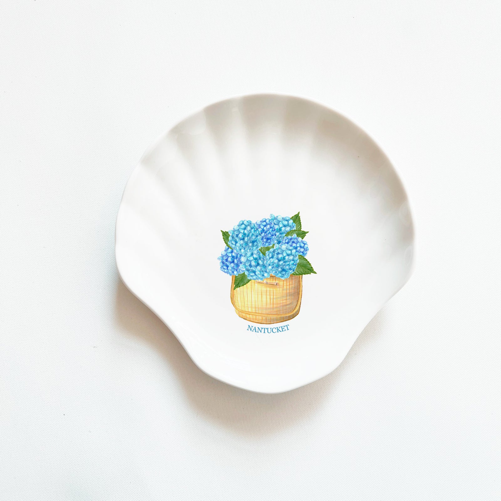 Nantucket Hydrangea Shell Shaped Dish