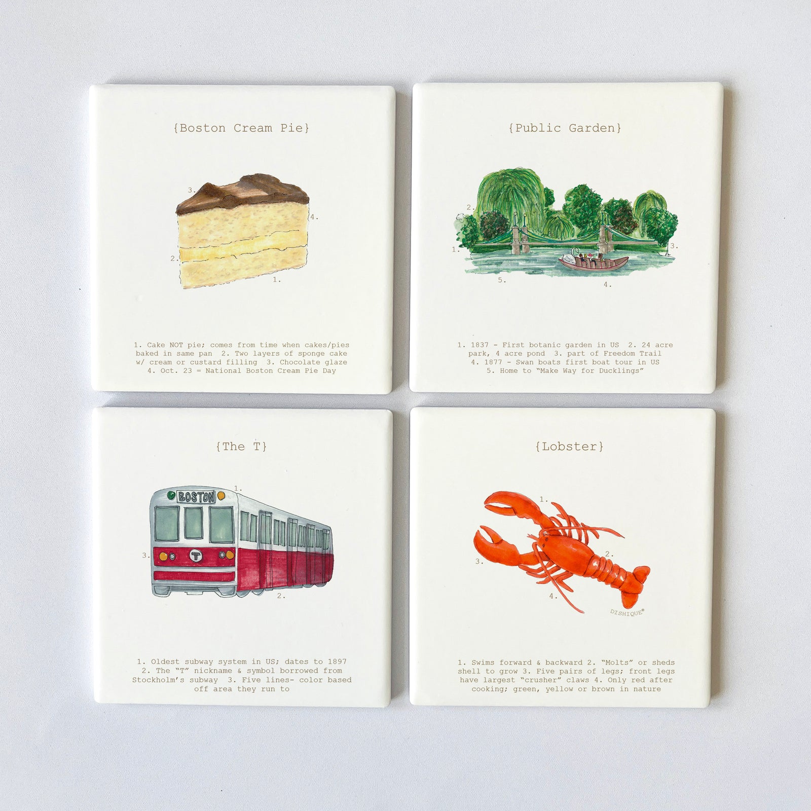 Boston Analysis Square 4" Coaster Set