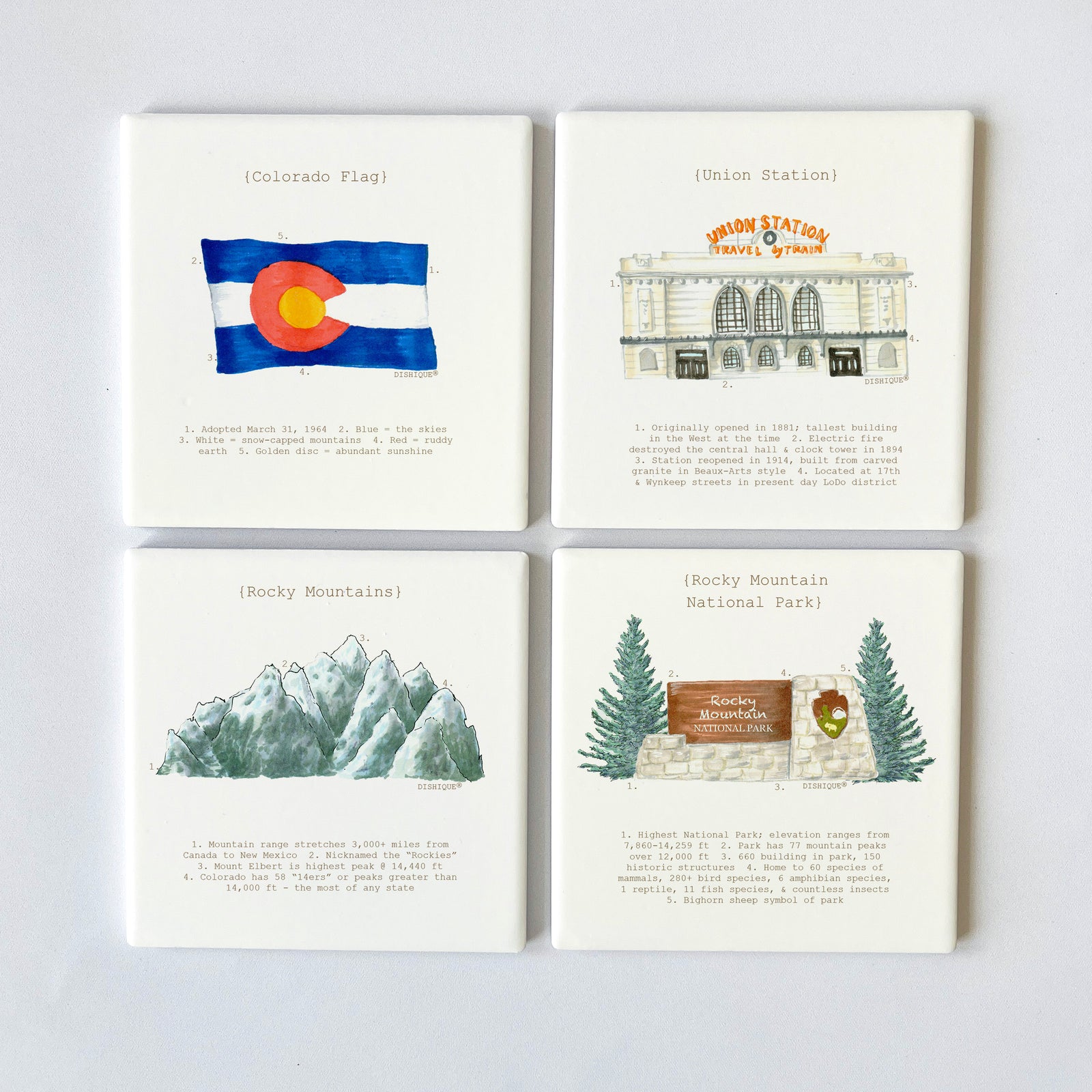 Denver Analysis Square 4" Coaster Set