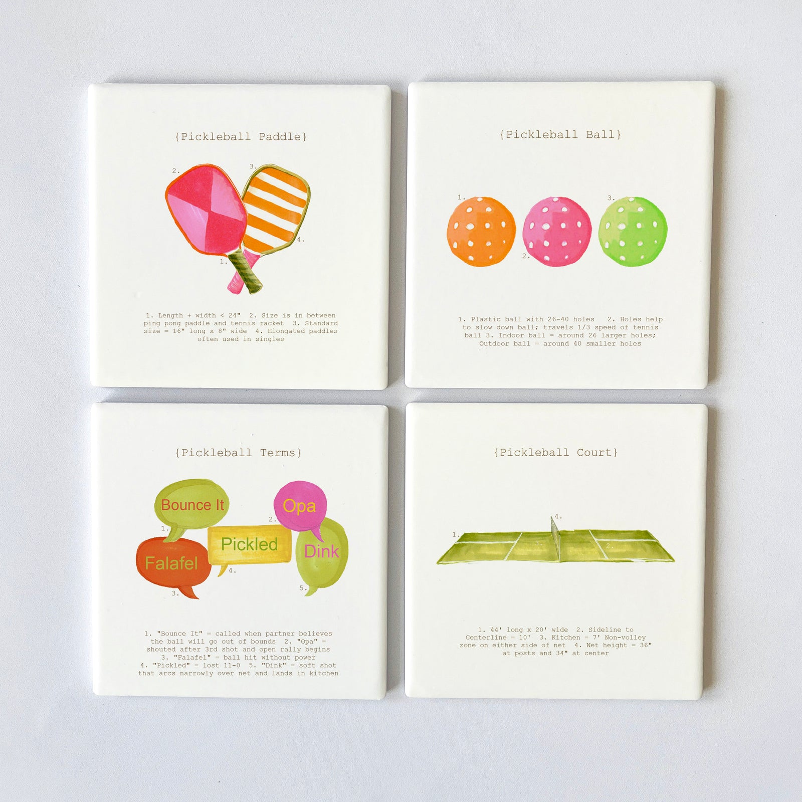 Pickleball Analysis Square 4" Coaster Set