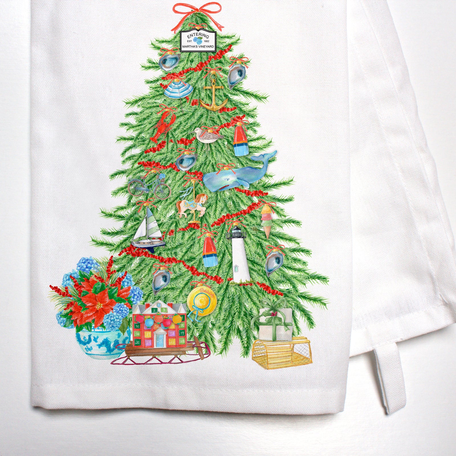 Martha's Vineyard Christmas Tree Bar Towel