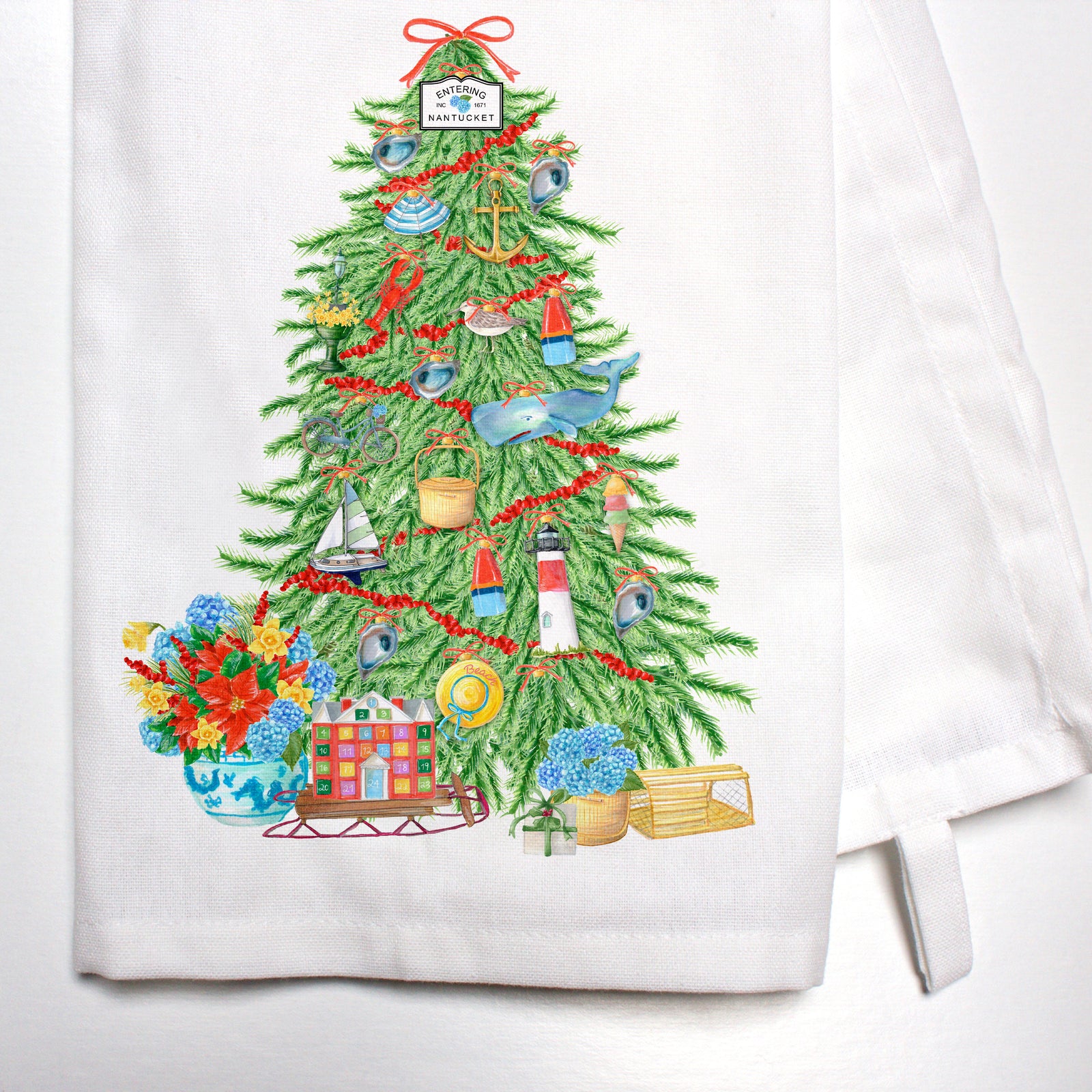 Nantucket Christmas Tree Bar Towel