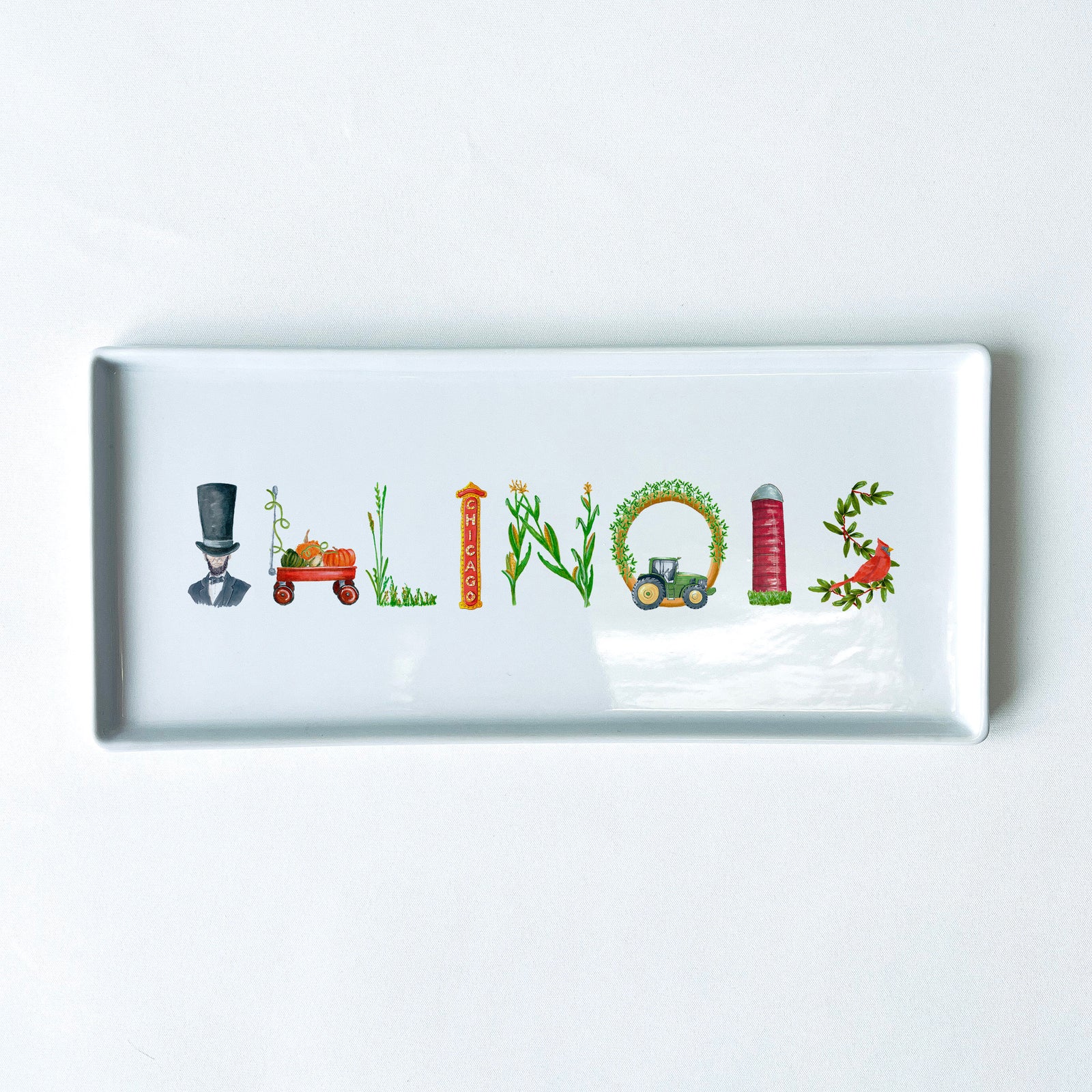 Illinois Icons Typography Tray 10.5" Long