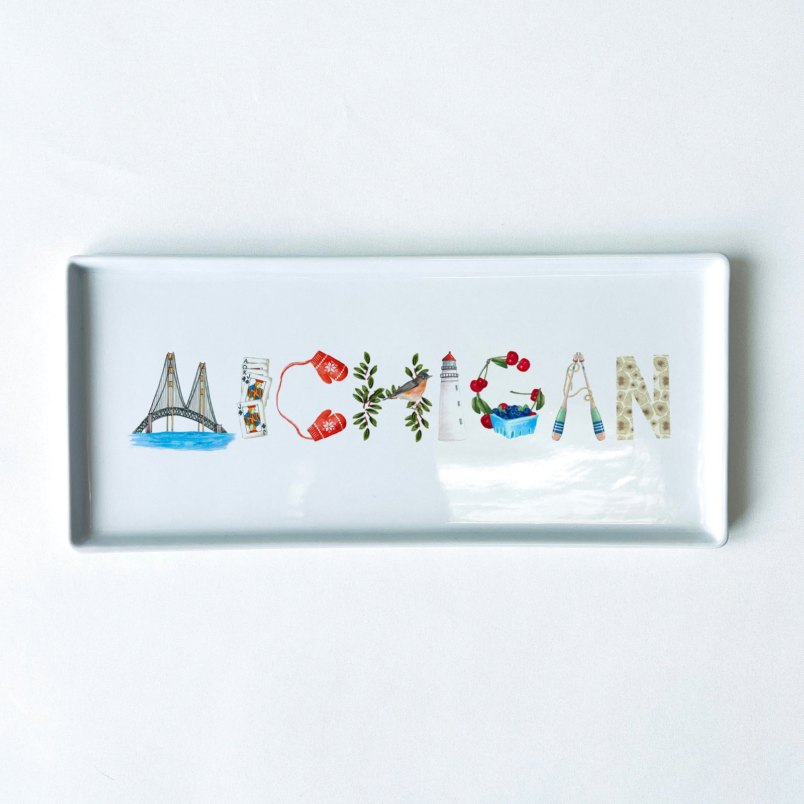 Michigan Icons Typography Tray 10.5" Long