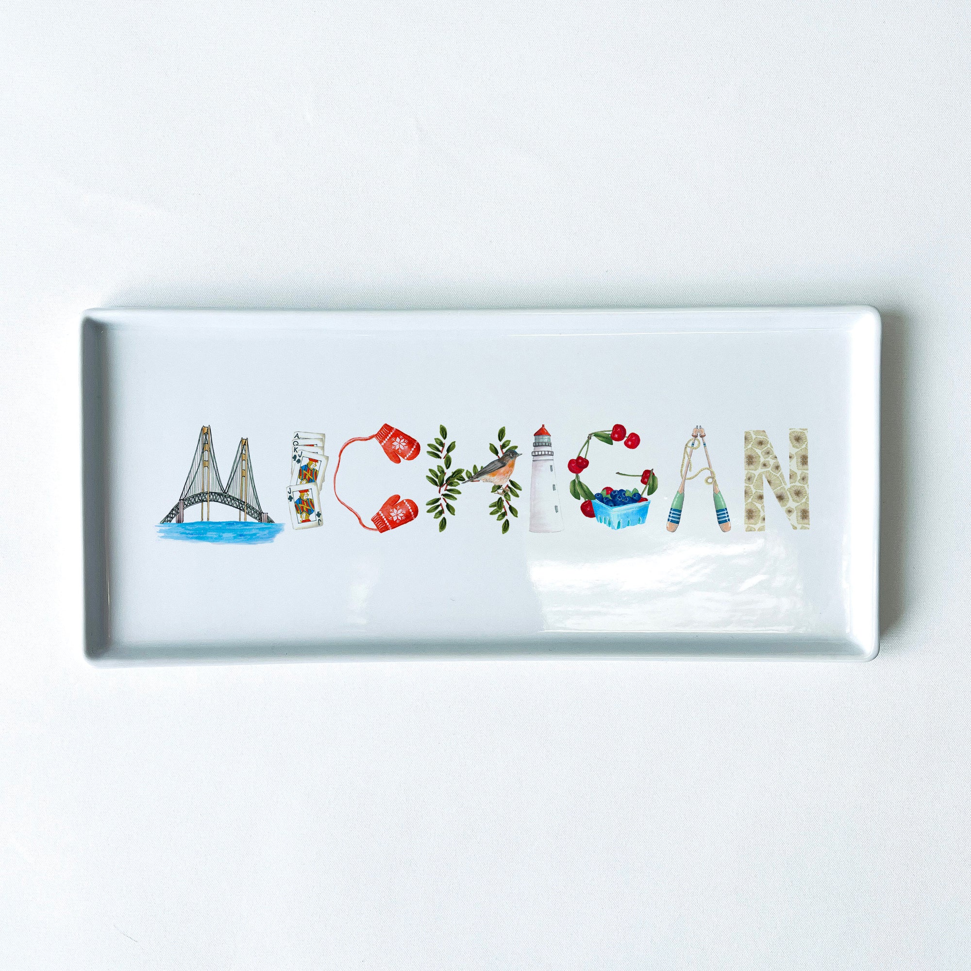 Michigan Icons Typography Tray 10.5" Long