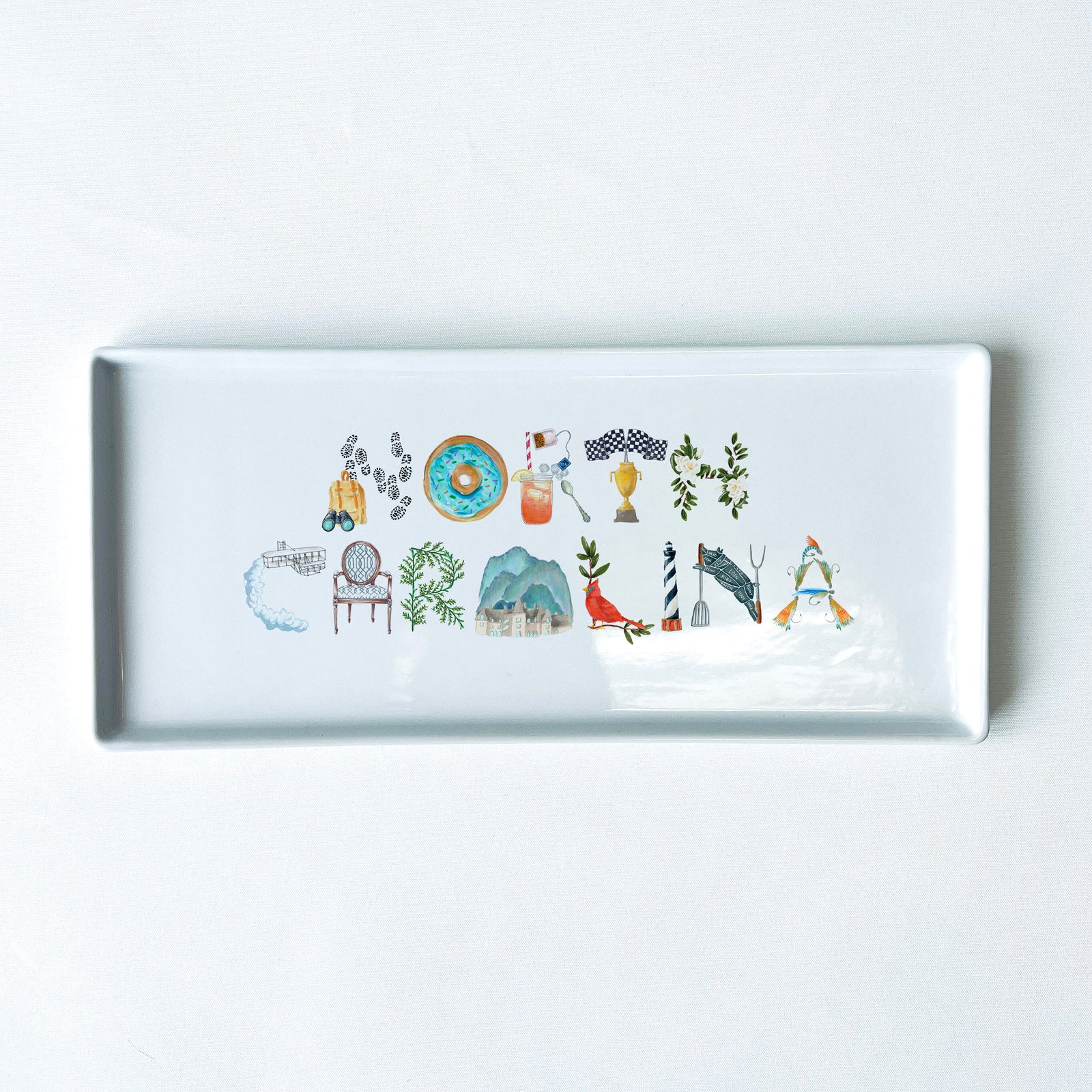 North Carolina Icons Typography Tray 10.5" Long