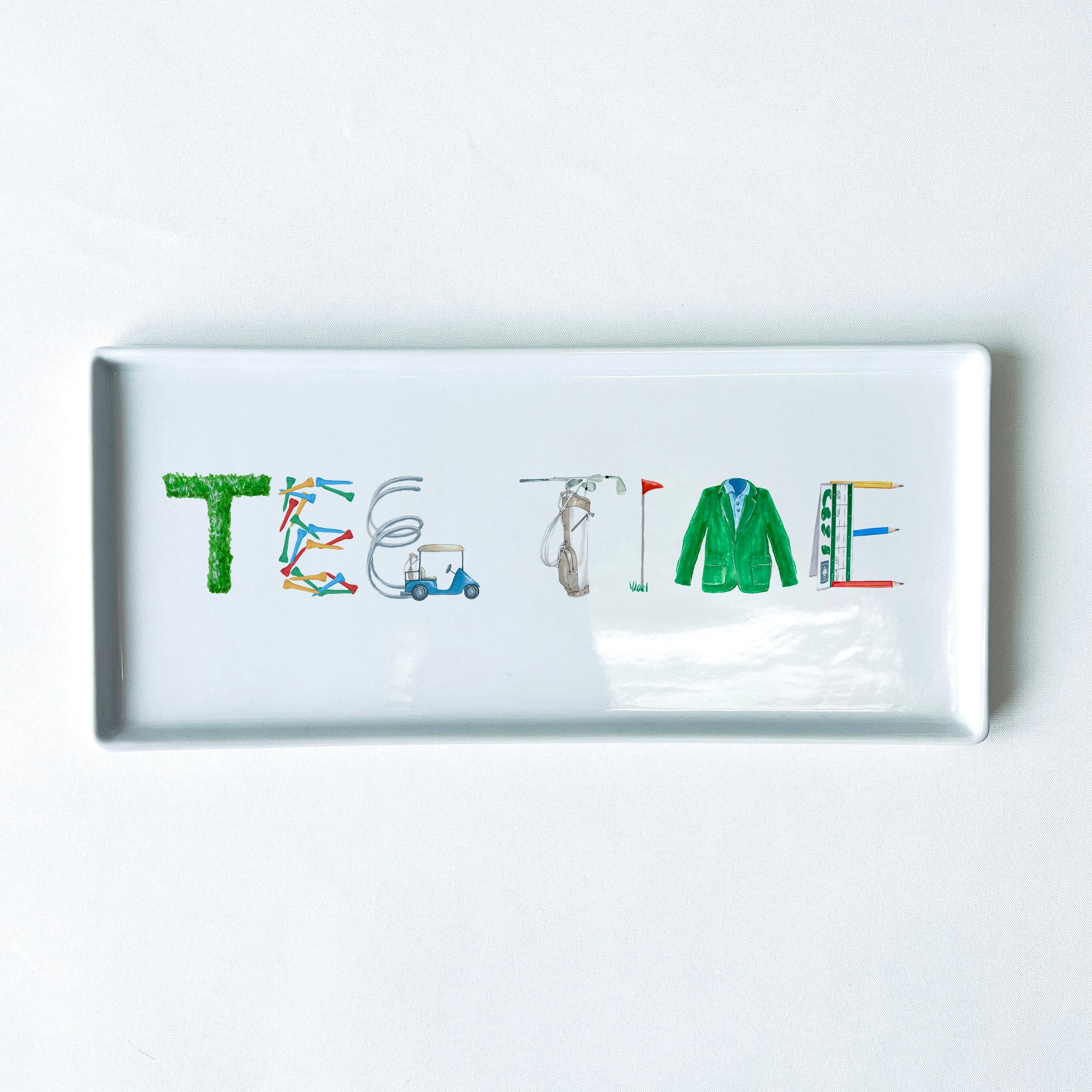 Golf Tee Time Icons Typography Tray 10.5" Long