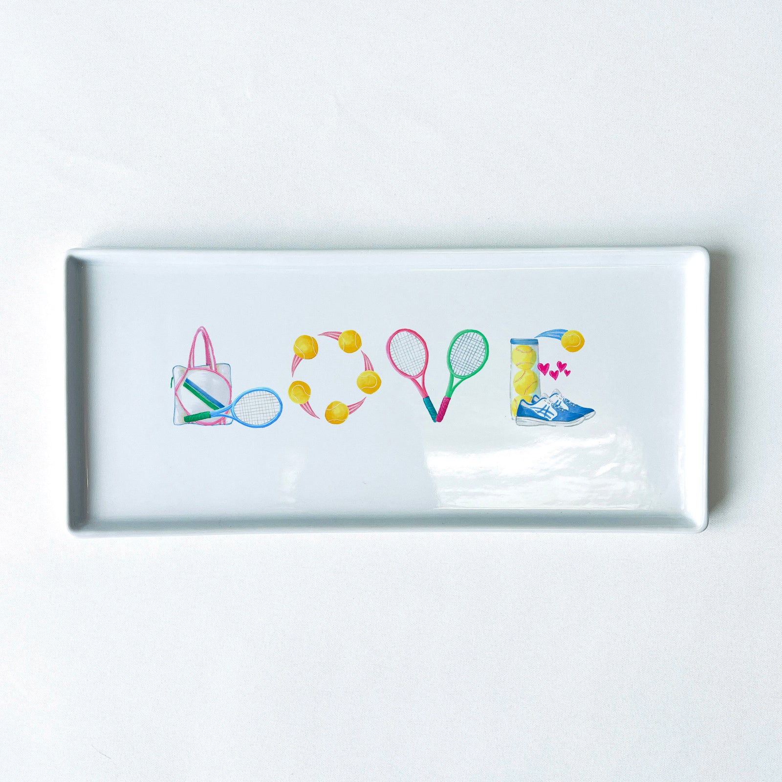 Tennis Love Icons Typography Tray 10.5" Long