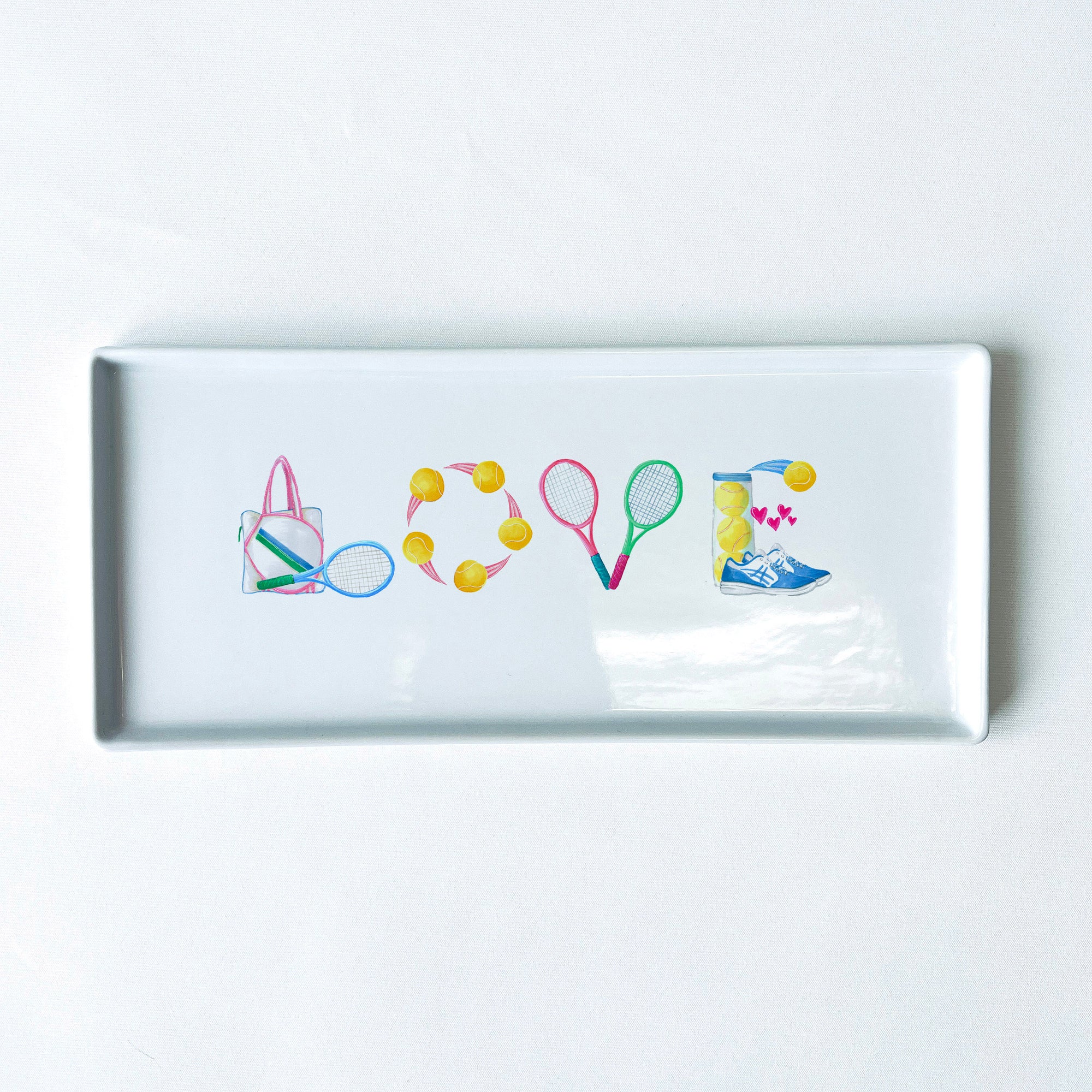 Tennis Love Icons Typography Tray 10.5" Long