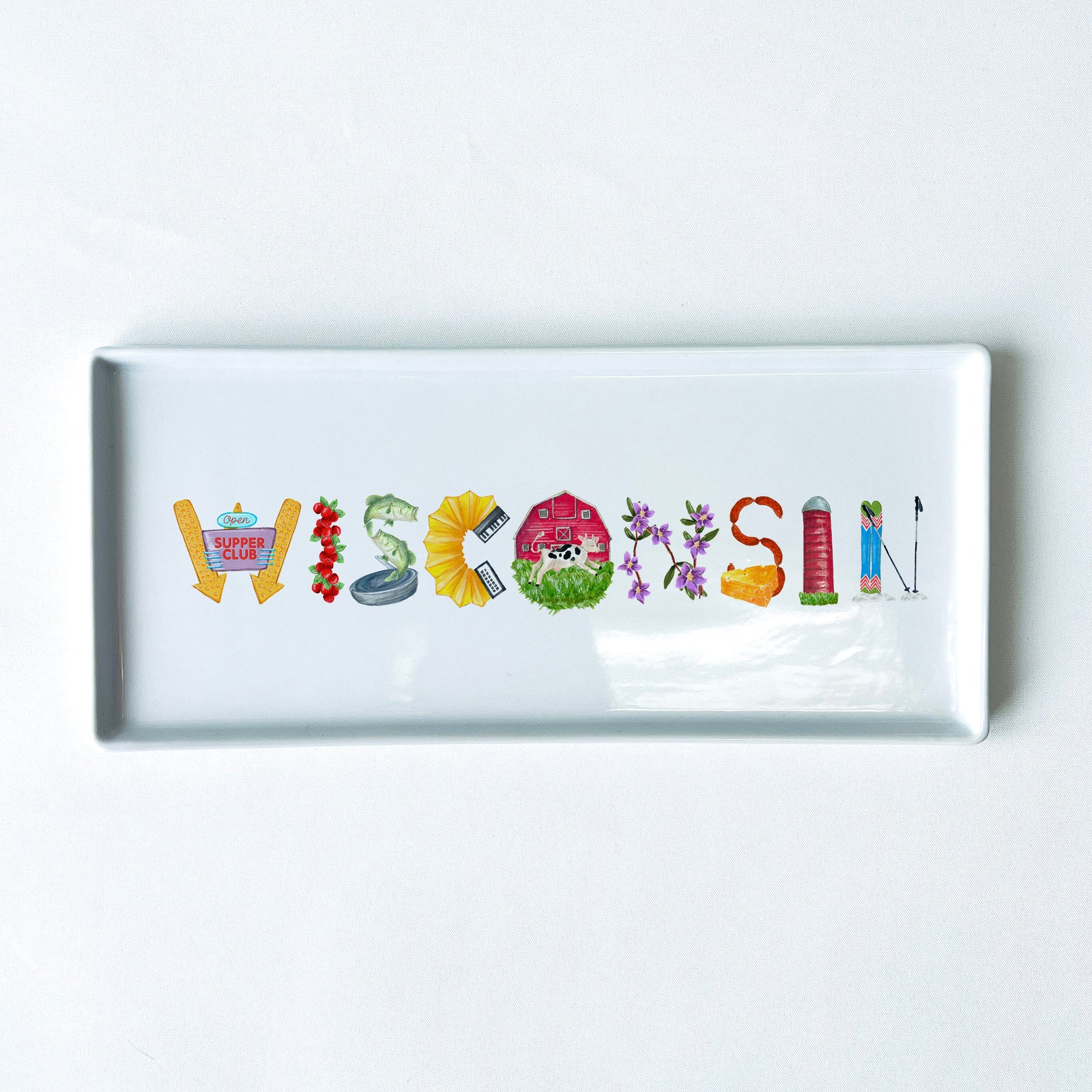 Wisconsin Icons Typography Tray 10.5" Long