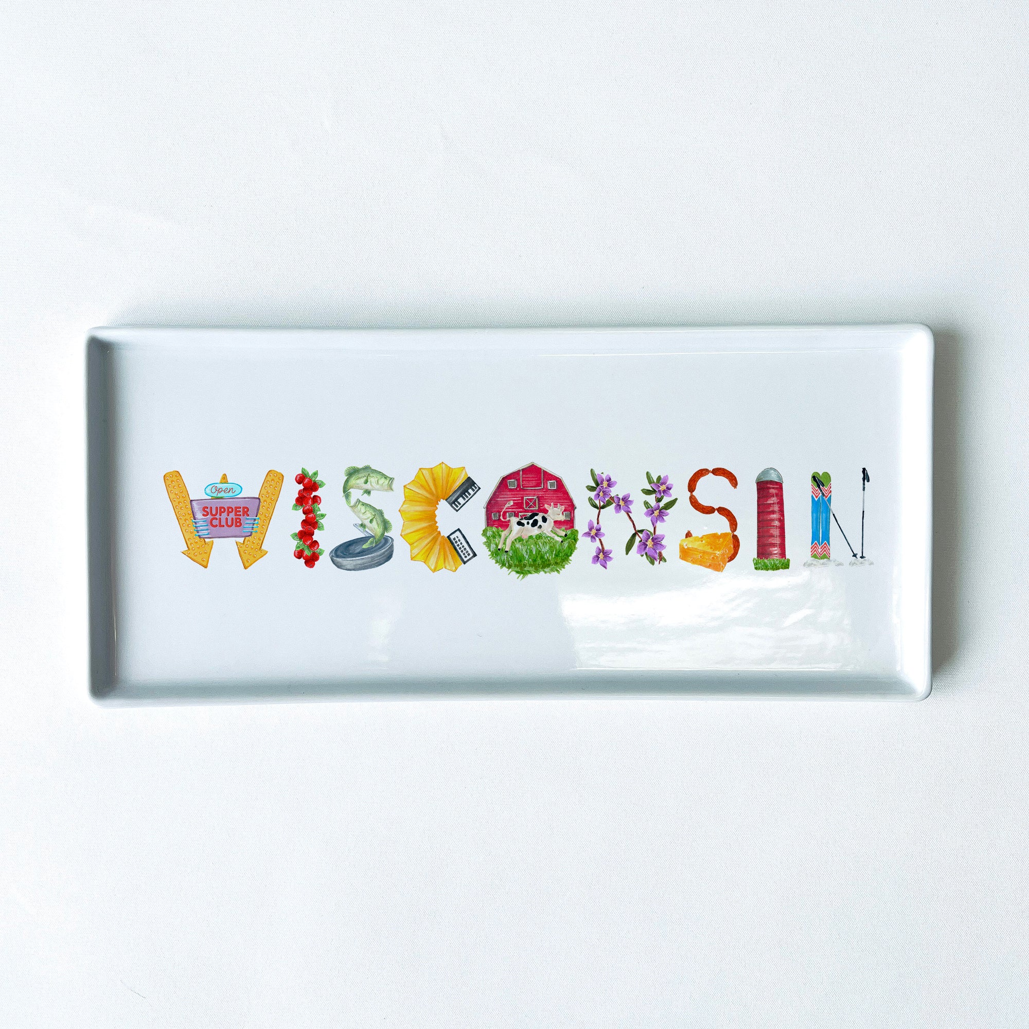 Wisconsin Icons Typography Tray 10.5" Long