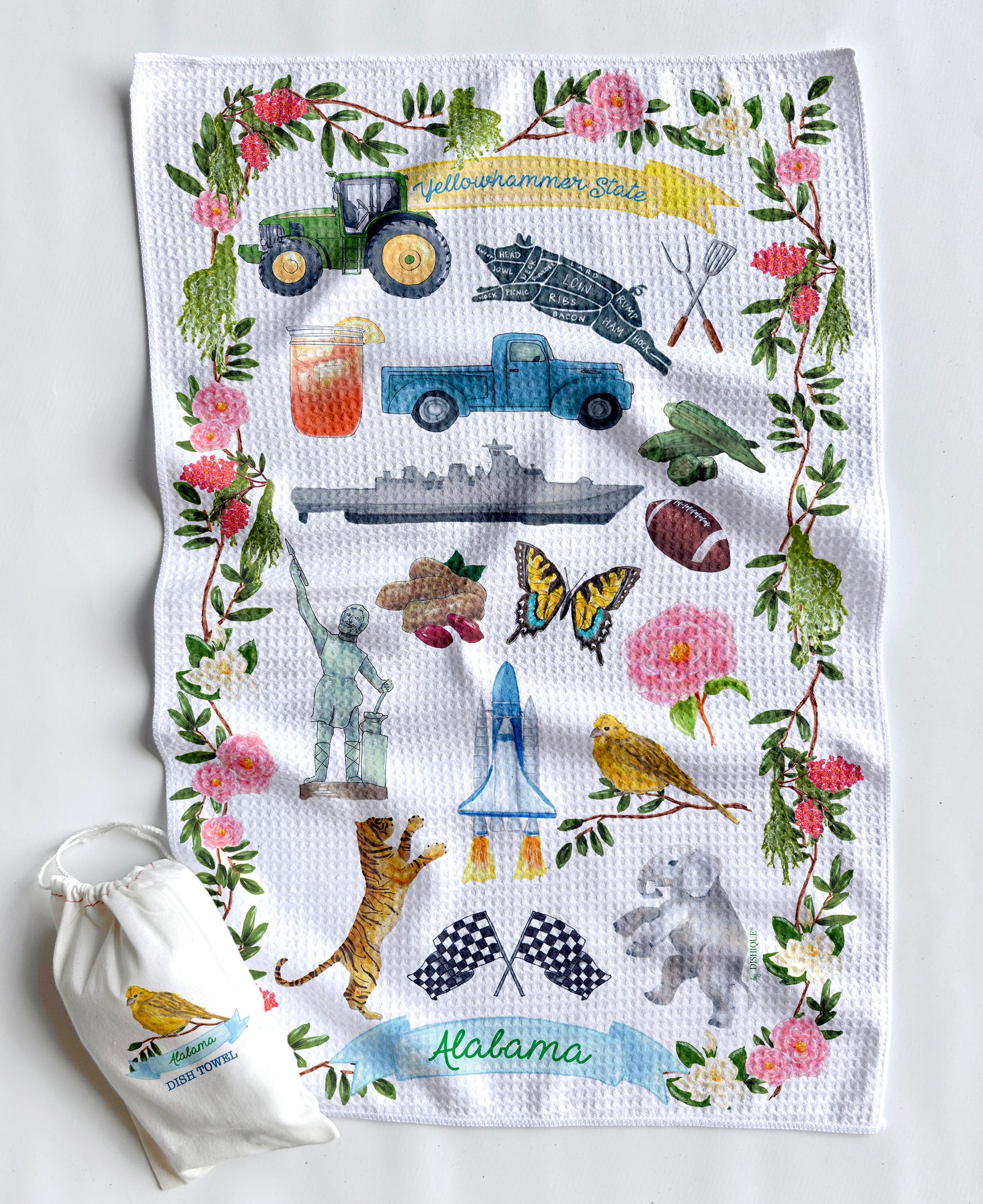 Alabama Icons Artwork Waffle Towel