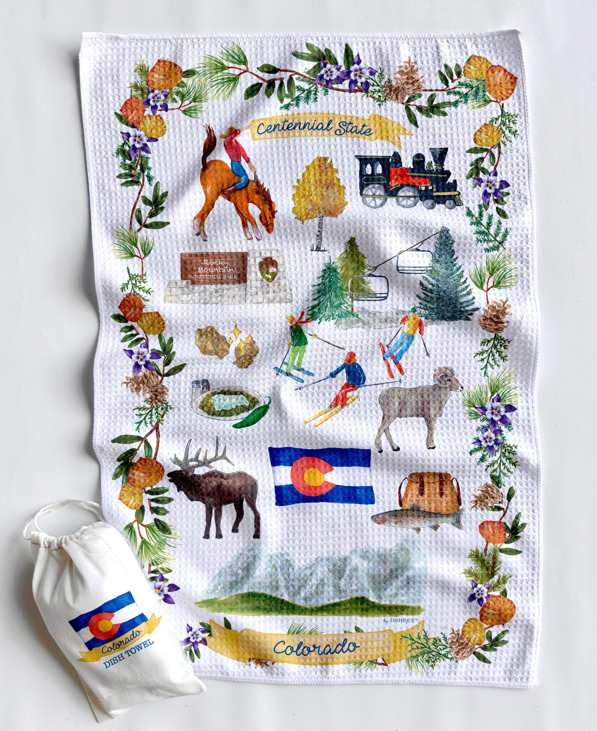 Colorado Icons Artwork Waffle Towel