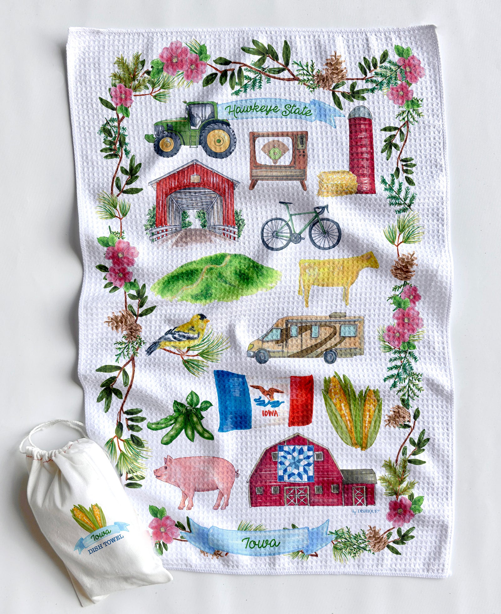 Iowa Icons Artwork Waffle Towel