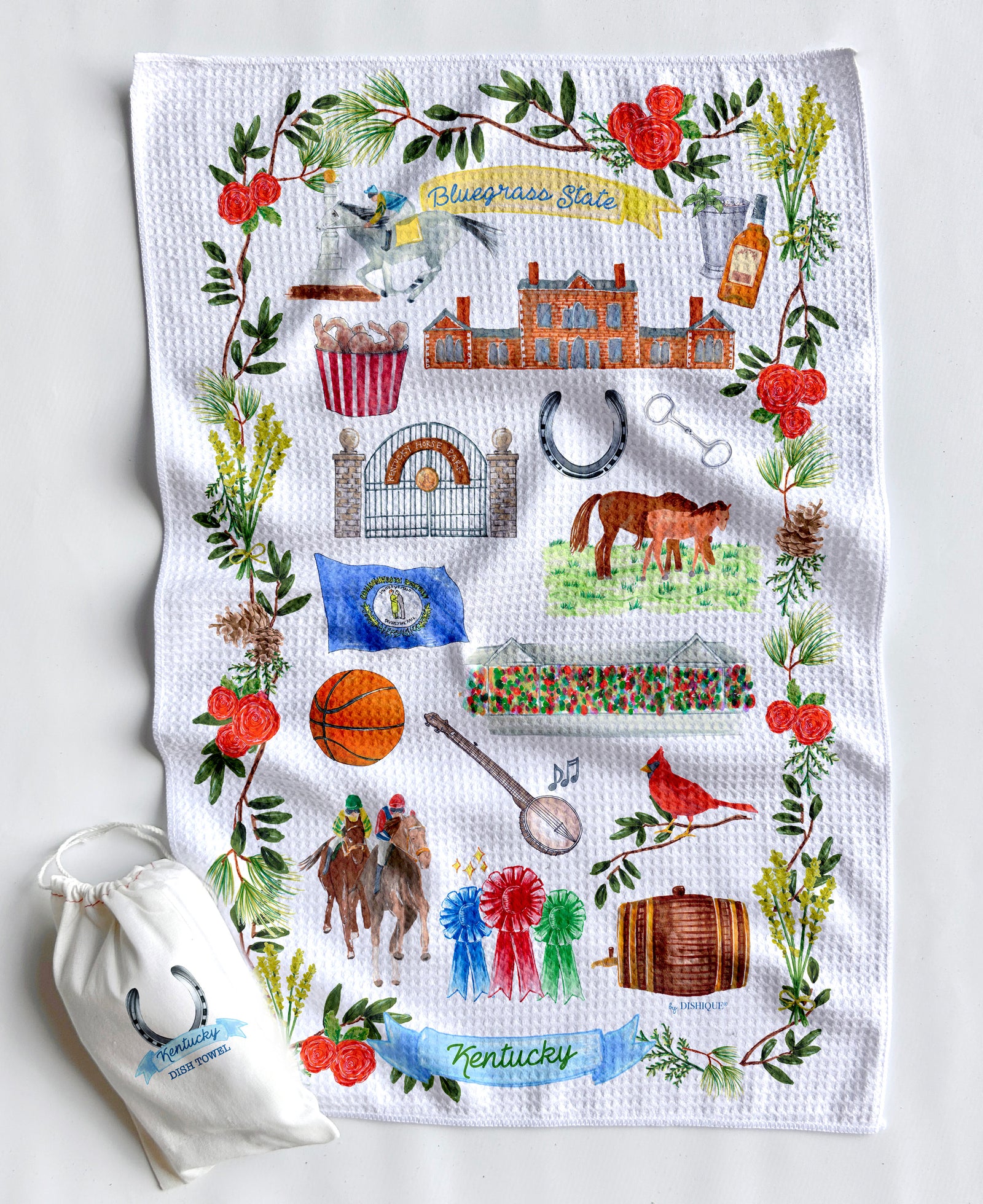 Kentucky Icons Artwork Waffle Towel