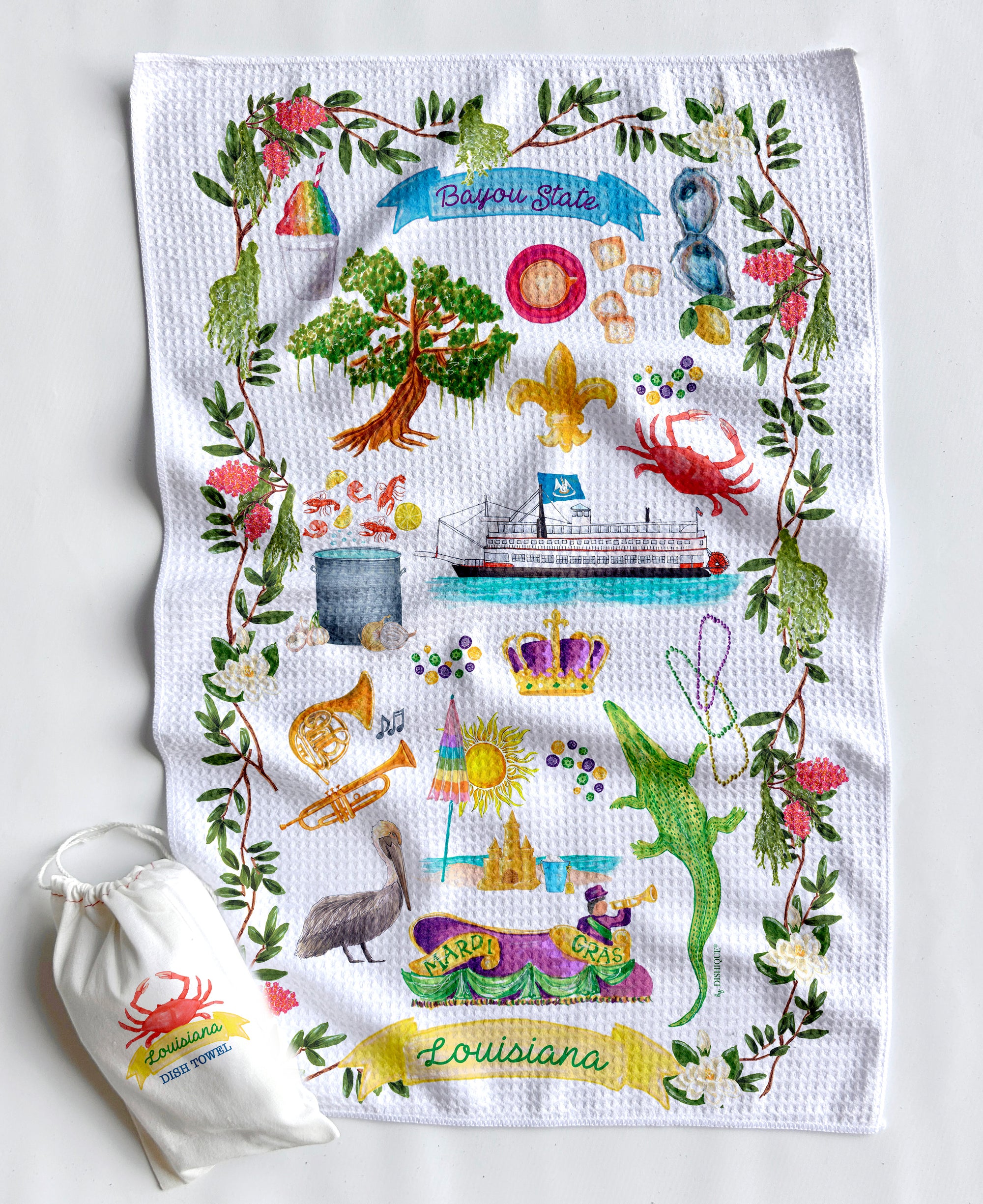 Louisiana Icons Artwork Waffle Towel