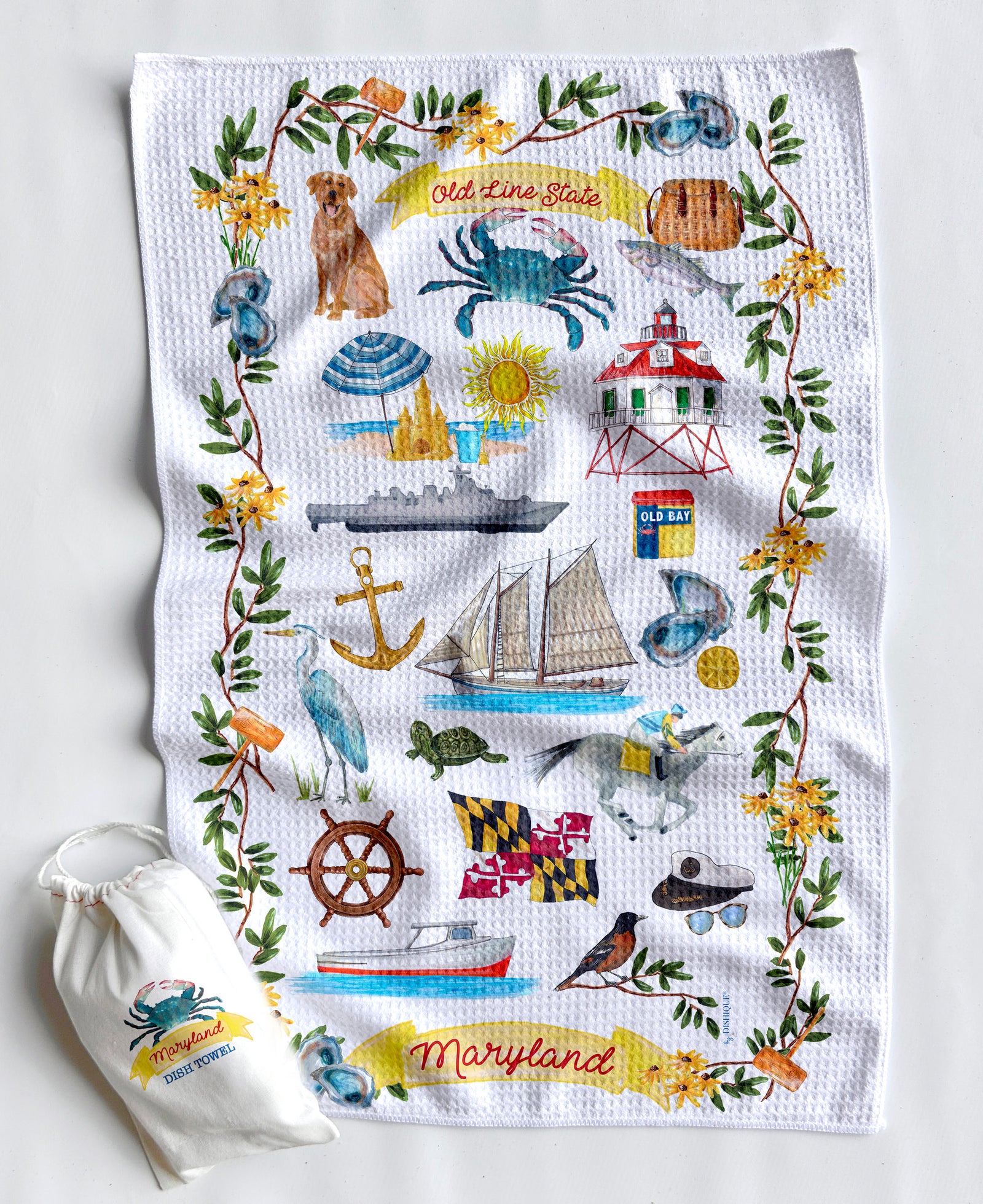 Maryland Icons Artwork Waffle Towel