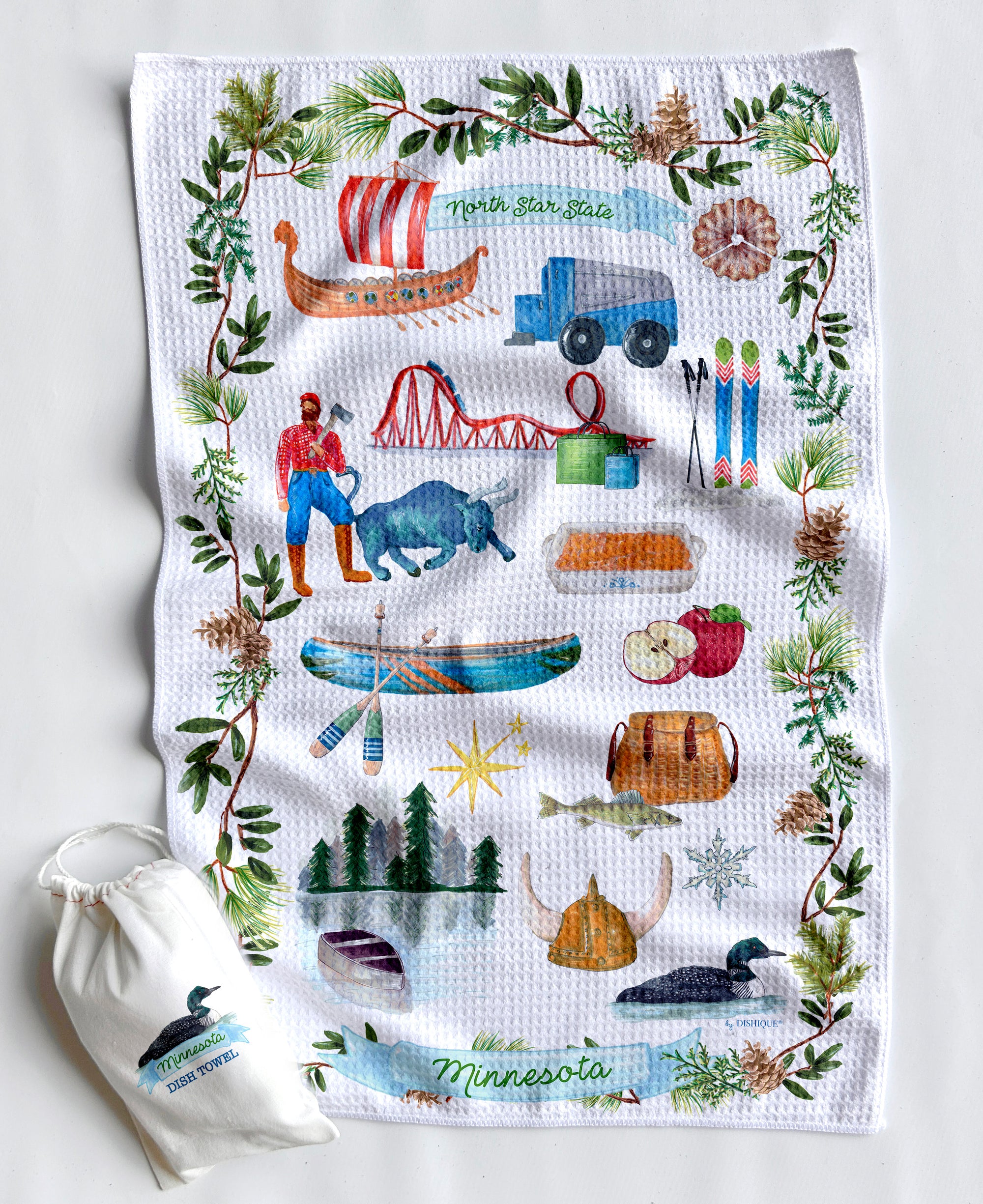 Minnesota Icons Artwork Waffle Towel