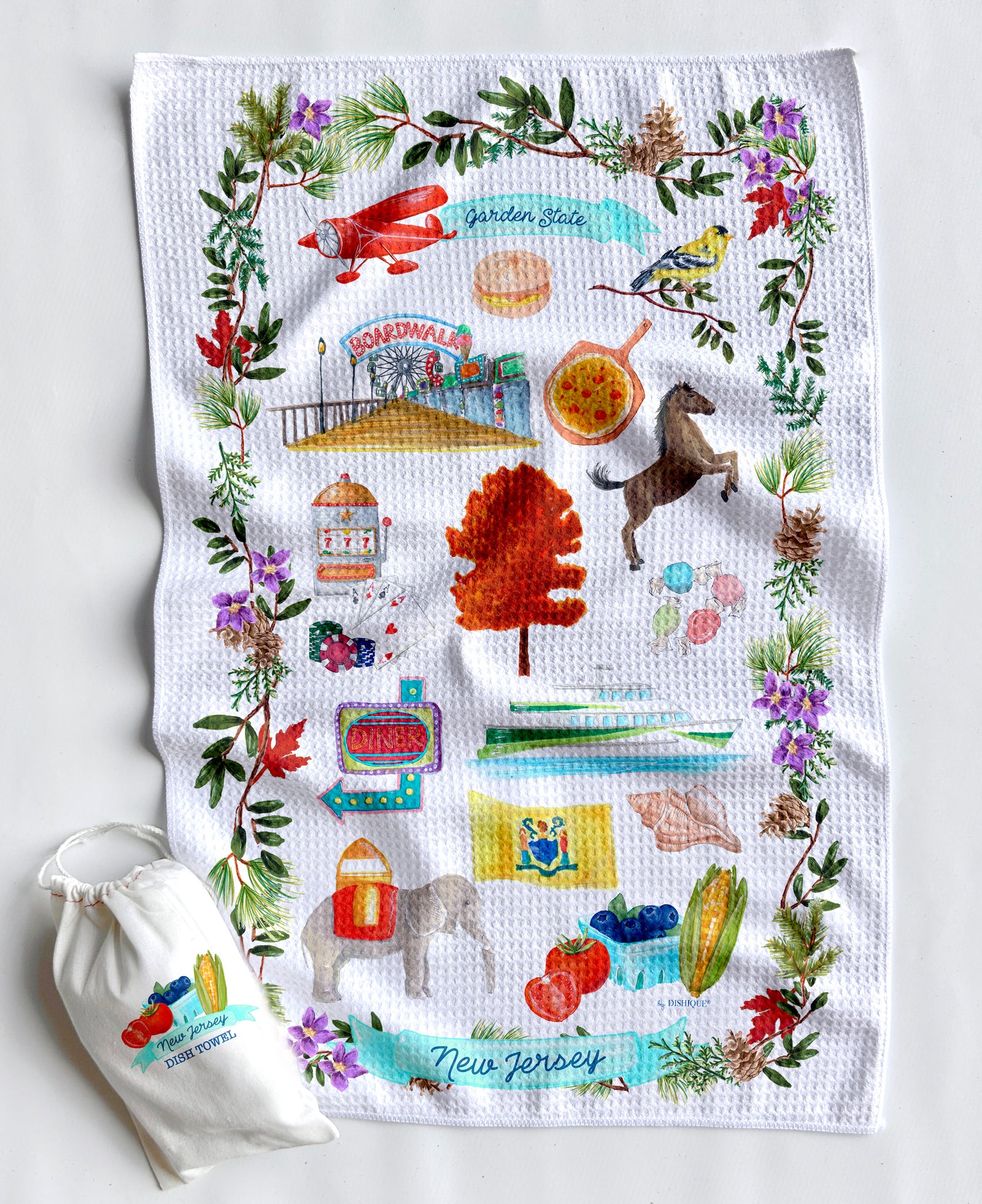 New Jersey Icons Artwork Waffle Towel