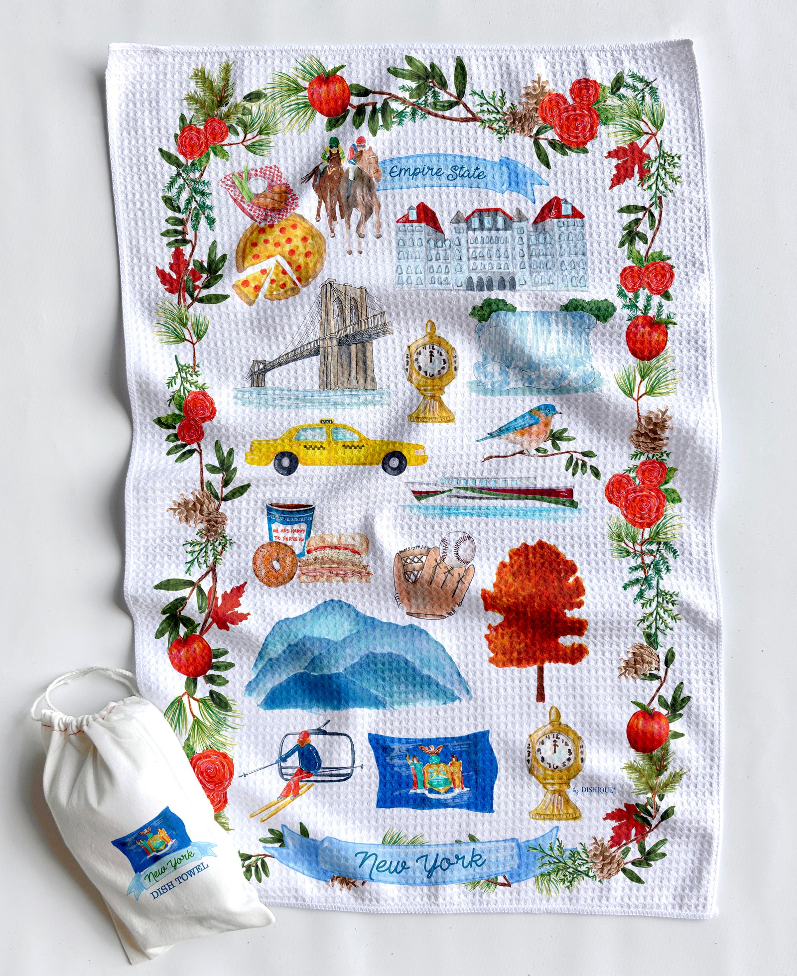 New York Icons Artwork Waffle Towel