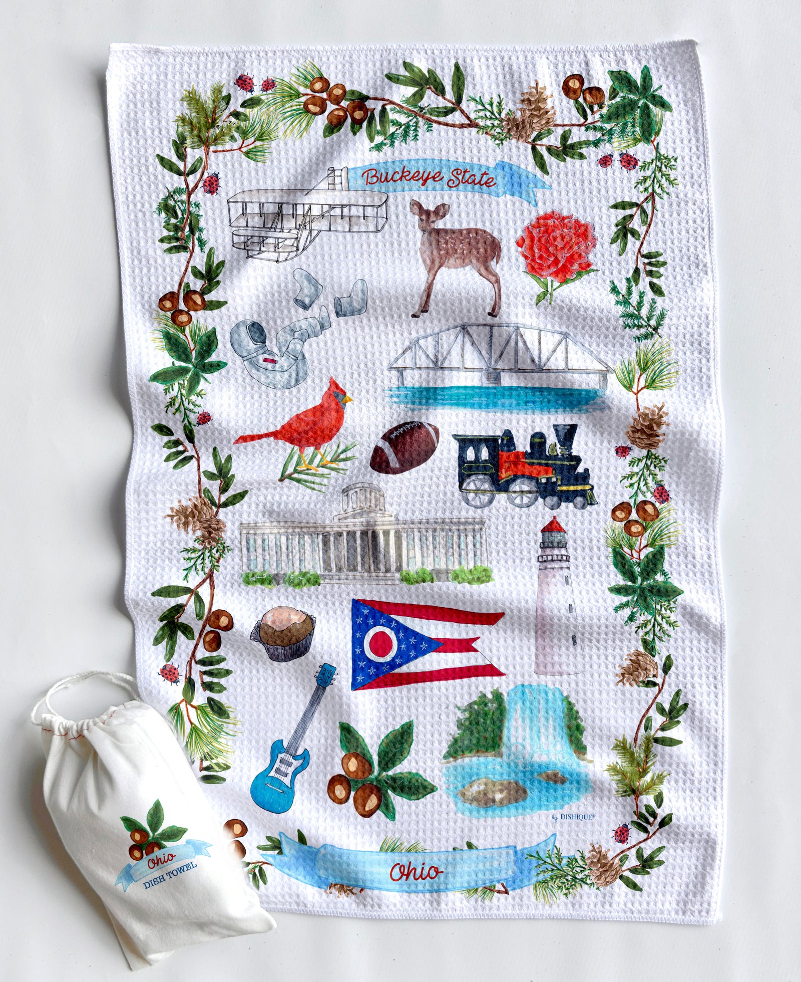 Ohio Icons Artwork Waffle Towel