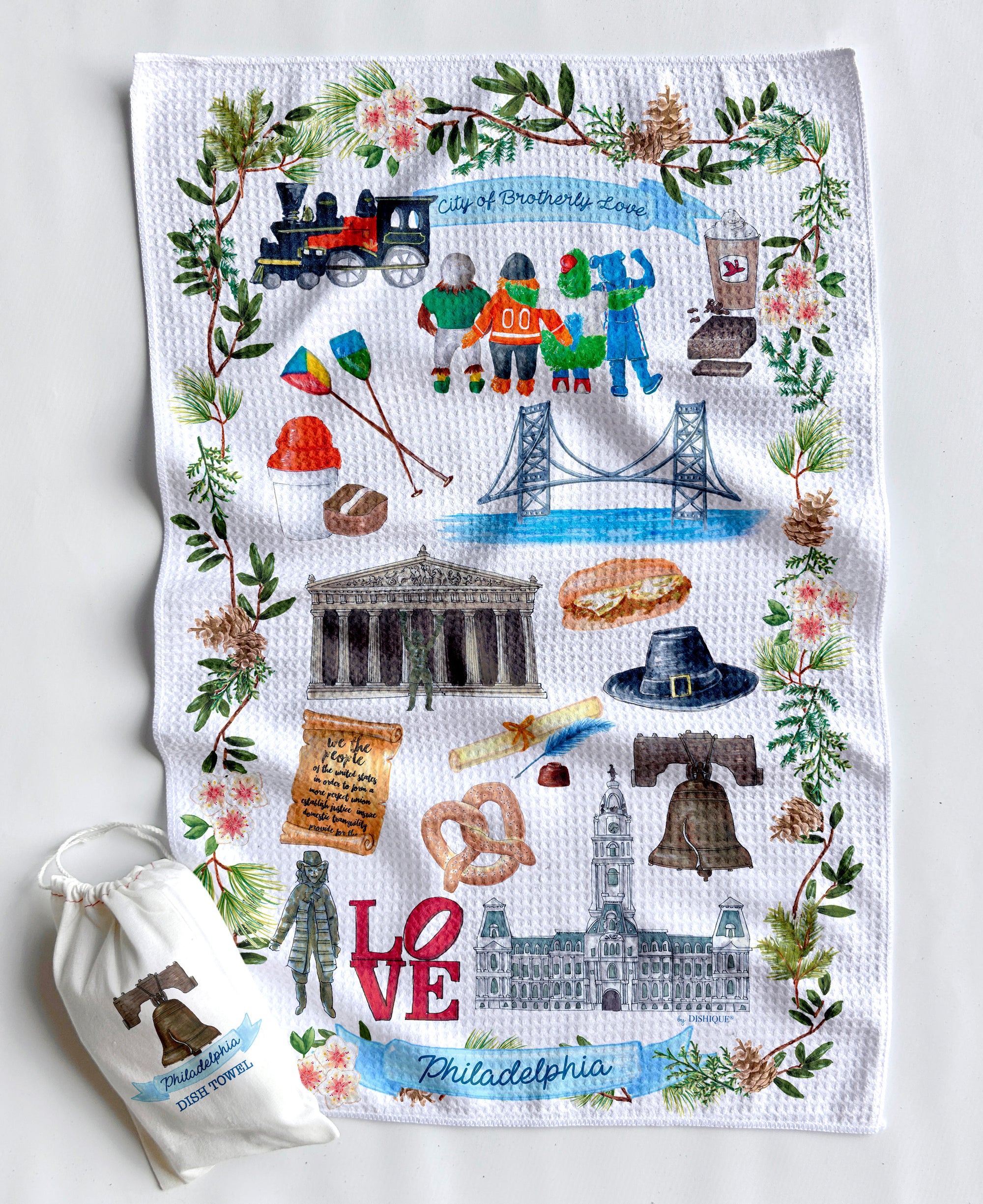 Philadelphia Icons Artwork Waffle Towel